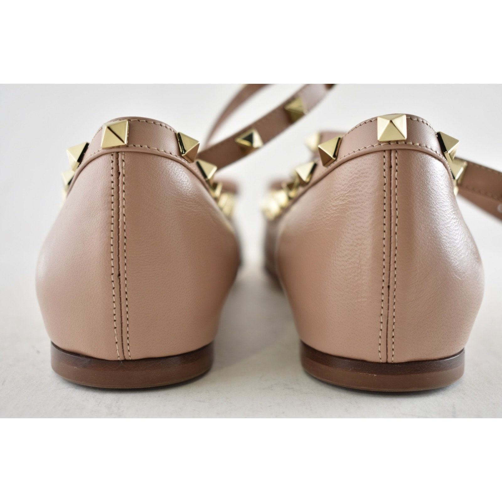 Valentino Valentino Rockstud Nude Leather Stud Ankle Strap Ballerina Size US 12 / IT 42 - 19 Thumbnail