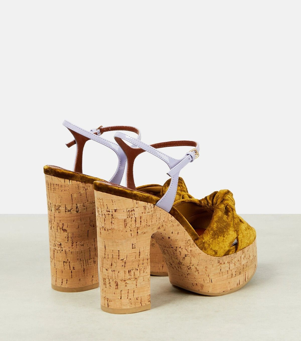 Saint Laurent Paris Saint Laurent Bianca Velvet & Leather Platform Sandals 39.5 Size US 8.5 / IT 38.5 - 3 Thumbnail