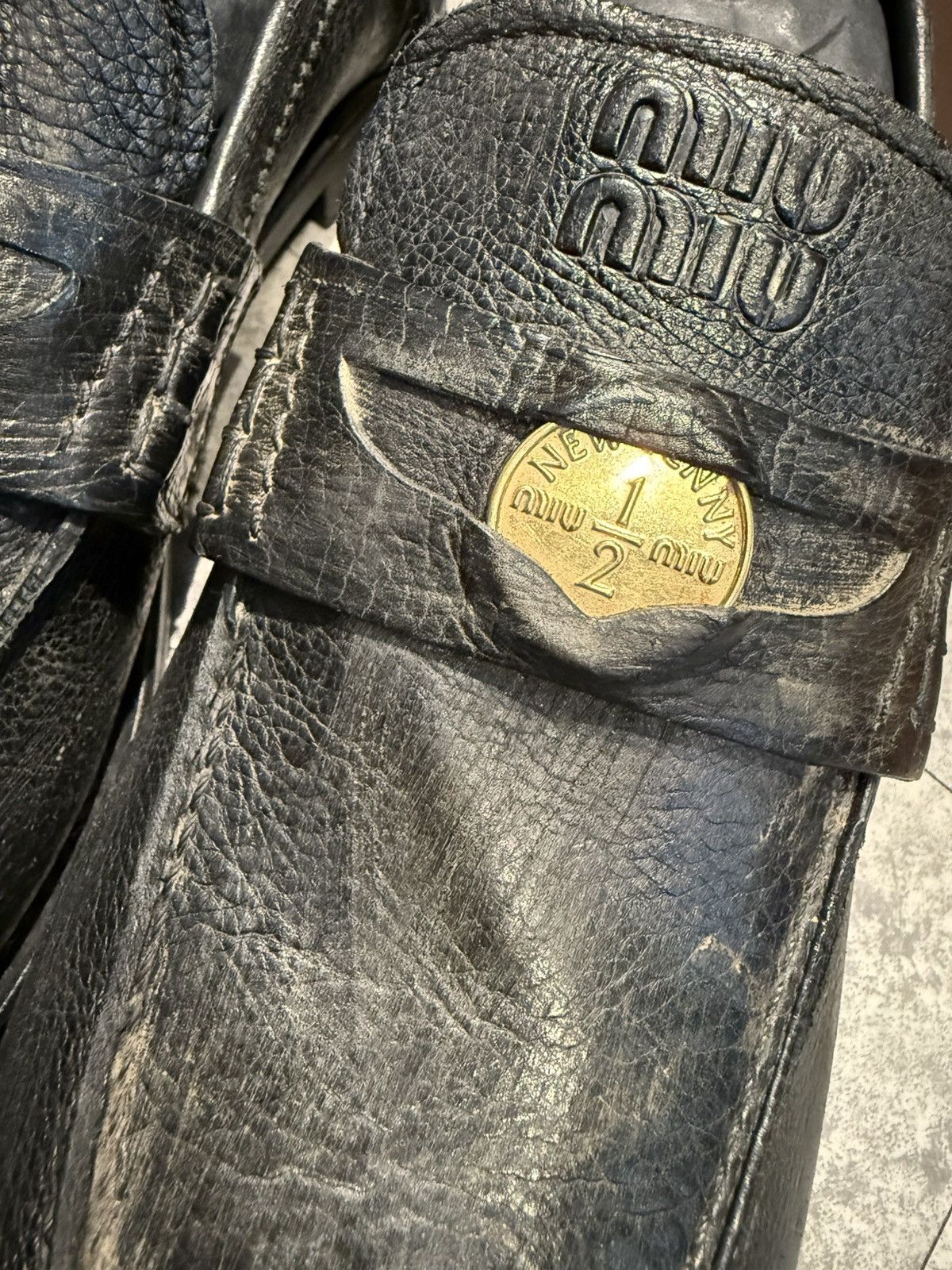 Miu Miu MIU MIU Embellished effect leather penny loafers Size US 12 / IT 42 - 16 Thumbnail