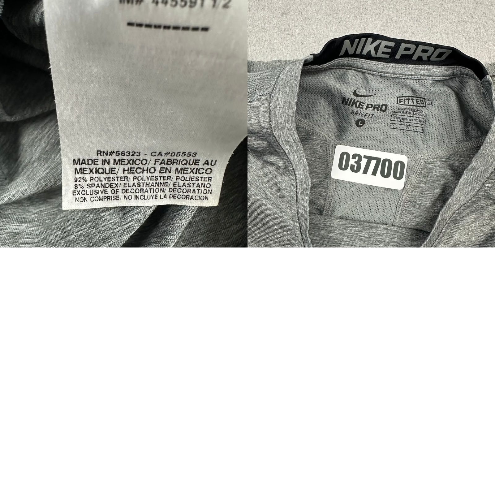 Nike Nike Pro Shirt Men L Gray Dri-FIT Fitted Training Pullover Base Layer Top L Size US L / EU 52-54 / 3 - 8 Thumbnail