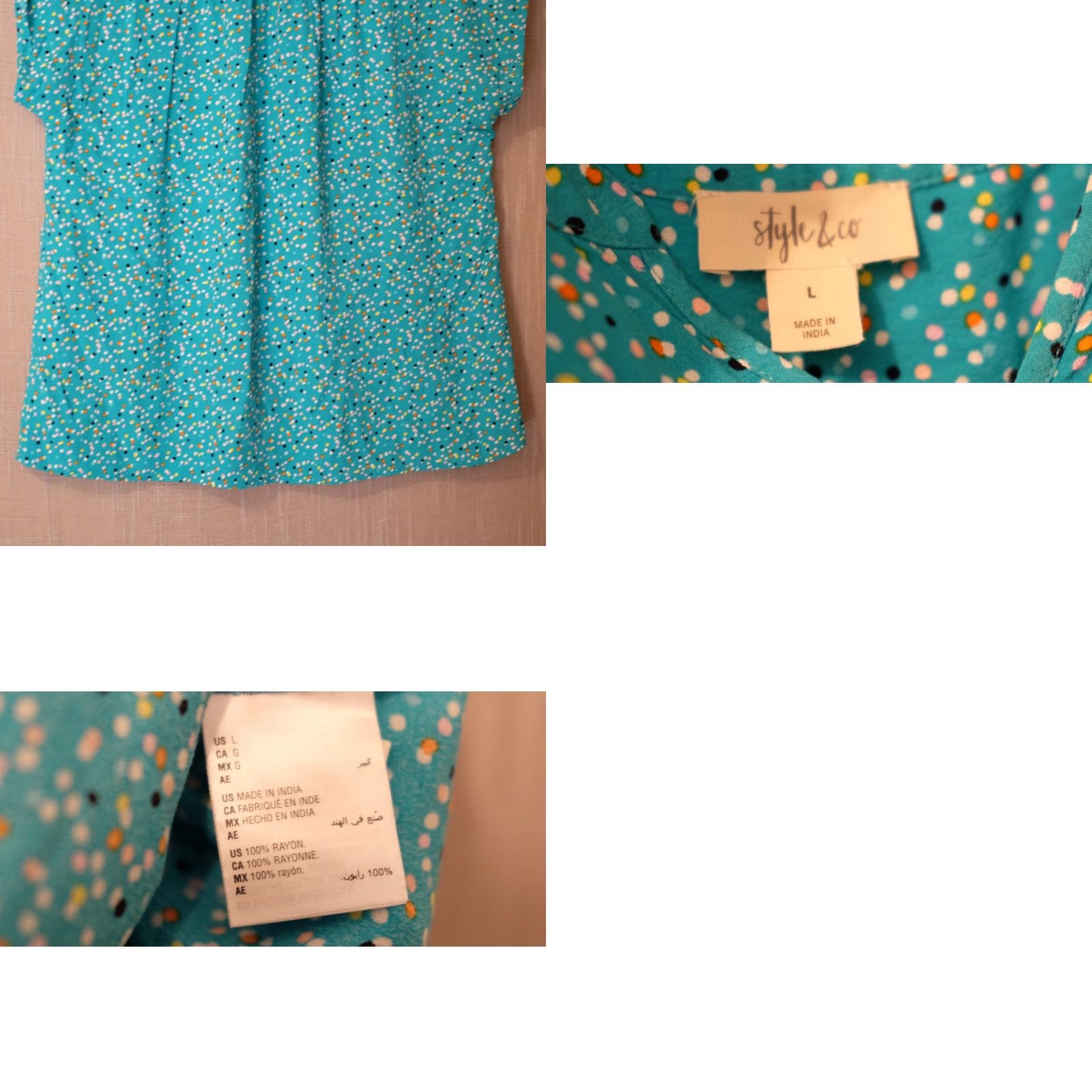 Vintage Nwot! Style & Co Short Sleeve Pullover Polka Dots Top Green Womens L Blouse Wear Casual Workwear 90s? Size L / US 10 / IT 46 - 8 Thumbnail