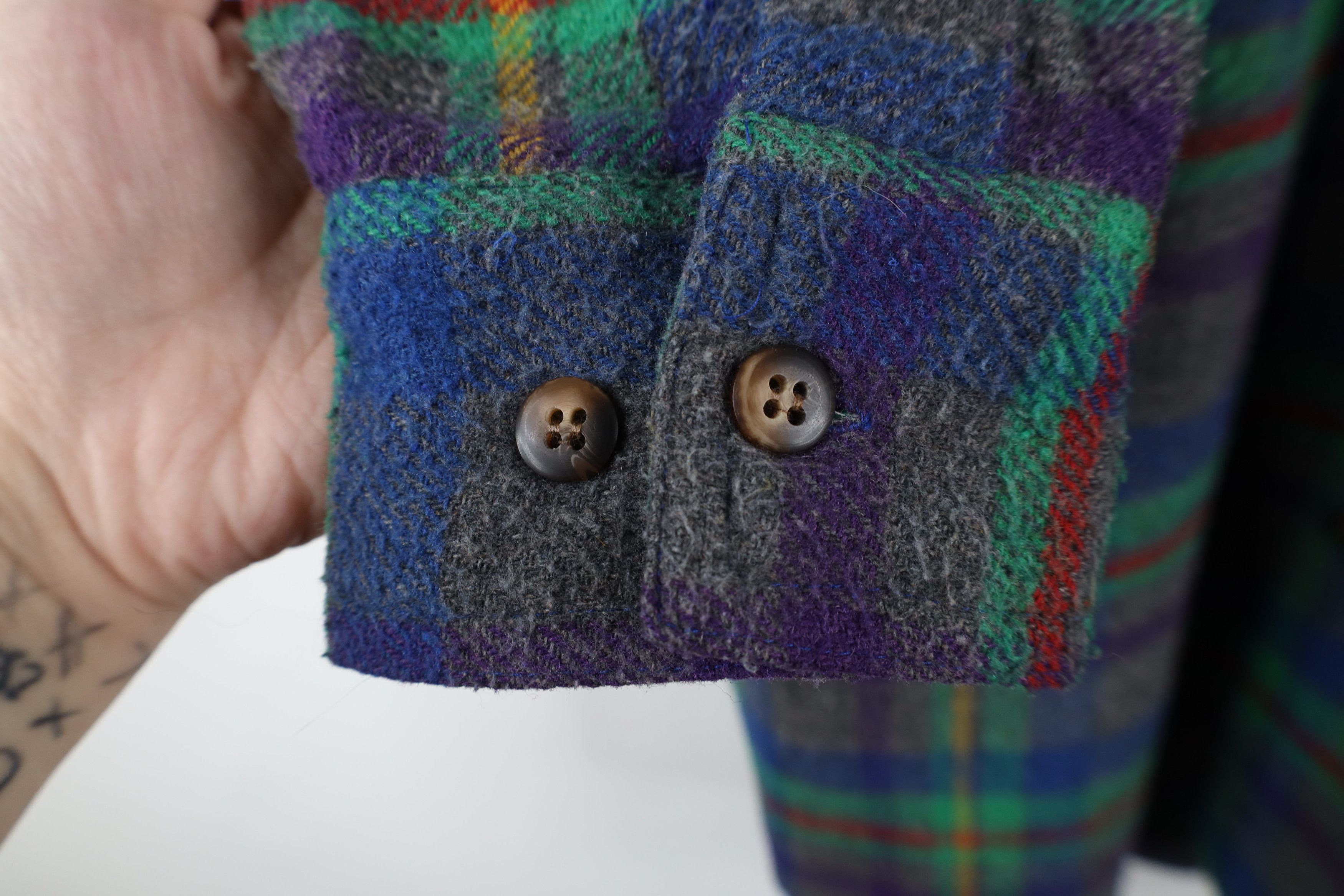 Gap × Vintage Vintage 90s Gap Flannel Wool Blend Button Shirt Rainbow Size US M / EU 48-50 / 2 - 10 Thumbnail