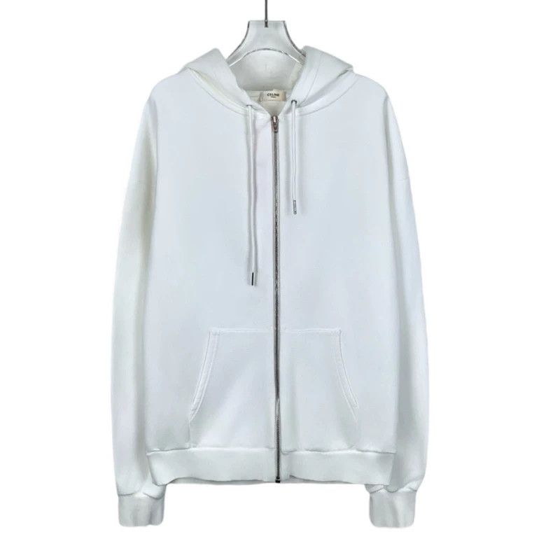 celine white logo cotton hooded sweatshirt-dmc