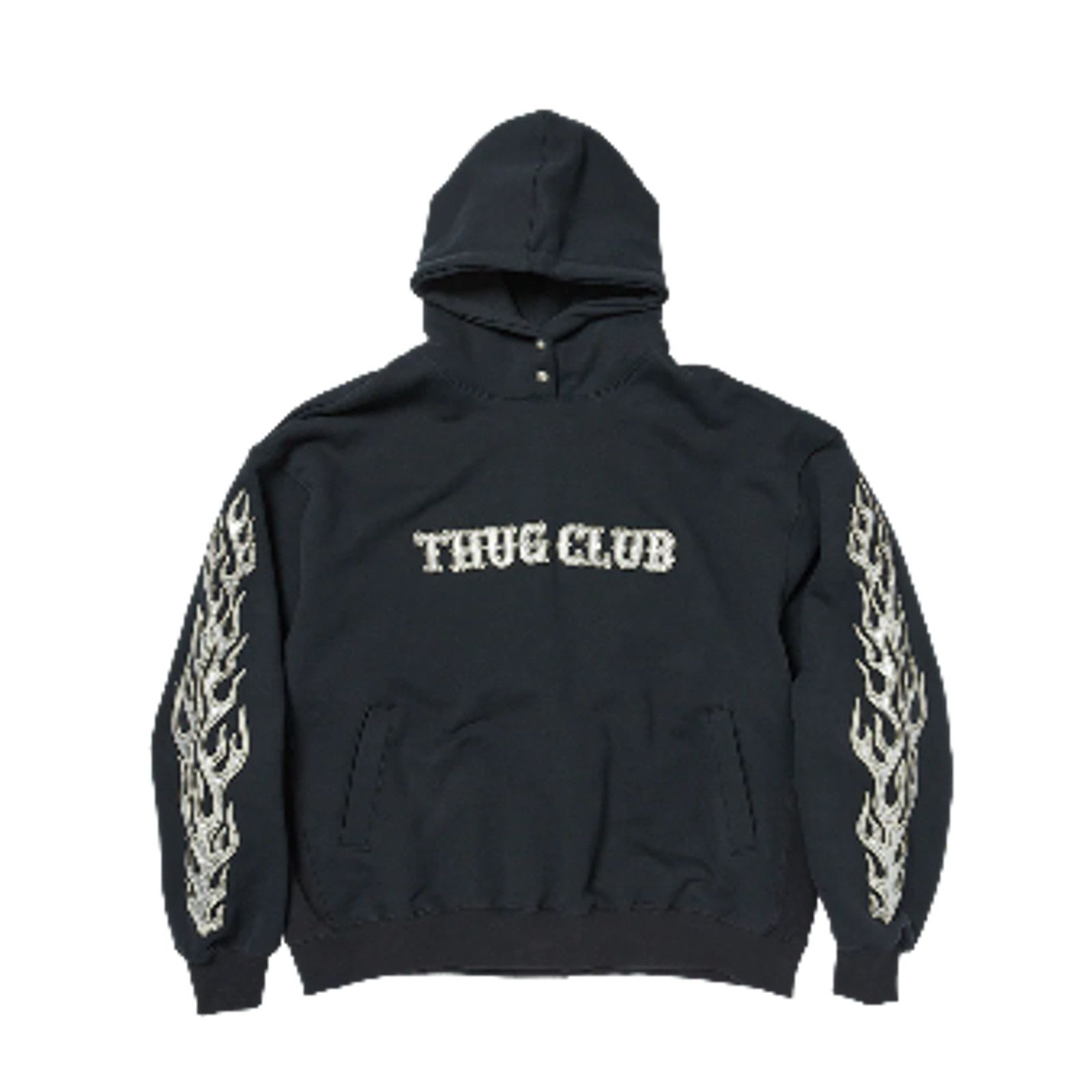 Thug Club Leather Flame Hoodie (Sz 1, 2) Size US M / EU 48-50 / 2 - 1 Thumbnail
