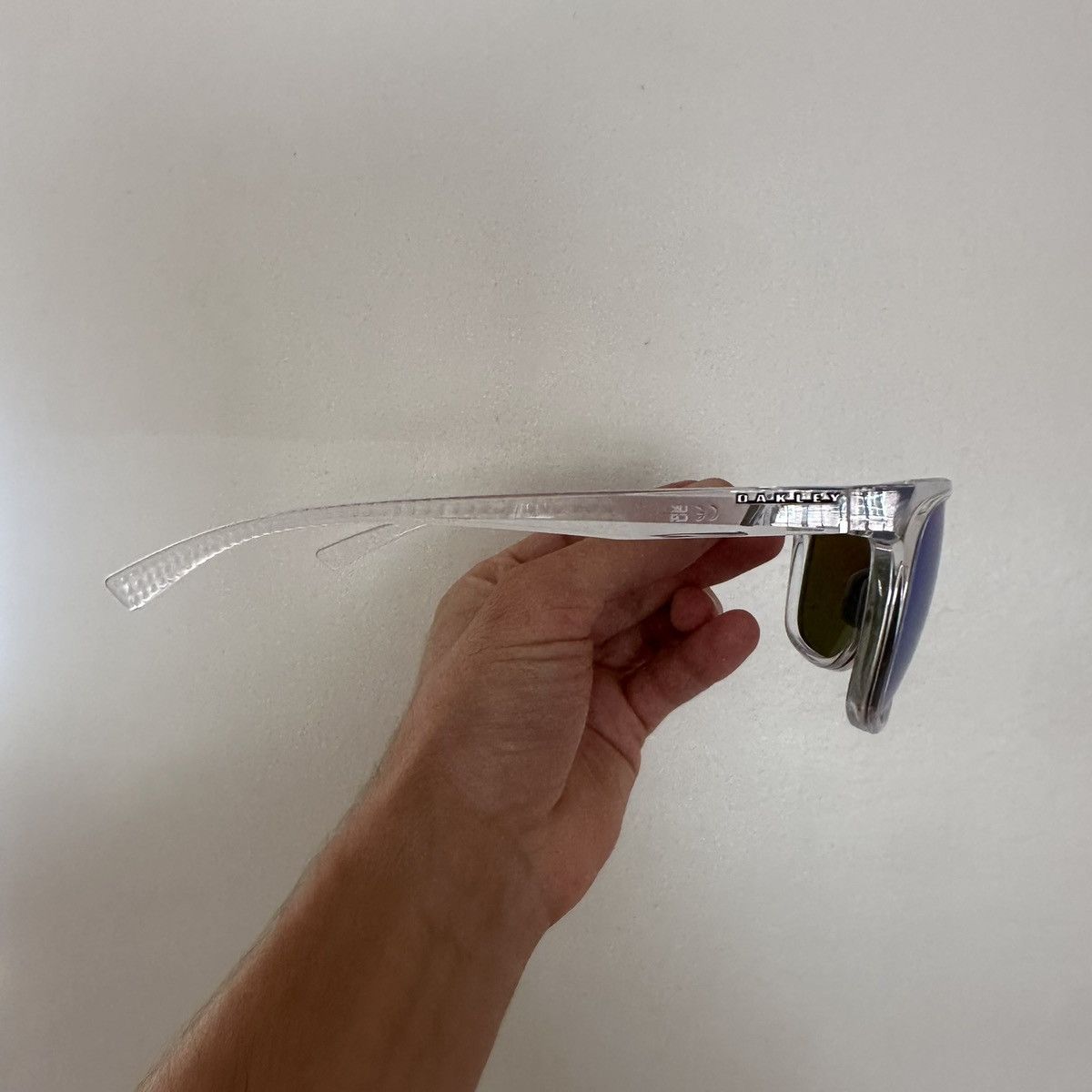 Oakley Transparent / White Oakley Sunglasses Blue Reflective Size ONE SIZE - 4 Thumbnail