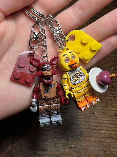 Cartoon Network FNAF Foxy Chica minifigure keychain custom handmade Size ONE SIZE - 1 Thumbnail