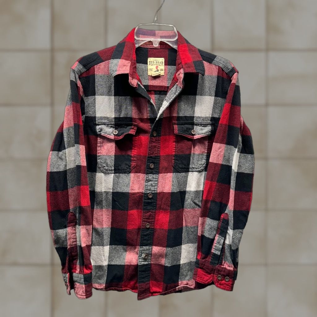 Vintage VINTAGE RedHead Shirt Outdoors Plaid Flannel Cotton Mens Medium Black Gray Buffalo Size US M / EU 48-50 / 2 - 1 Thumbnail