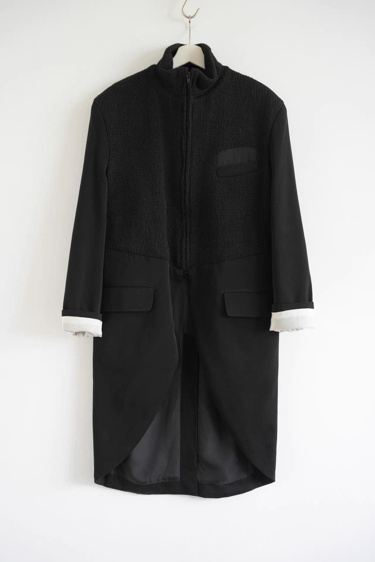 Yohji Yamamoto Black Long Zip-Front Coat with Pockets Size US M / EU 48-50 / 2 - 1 Thumbnail