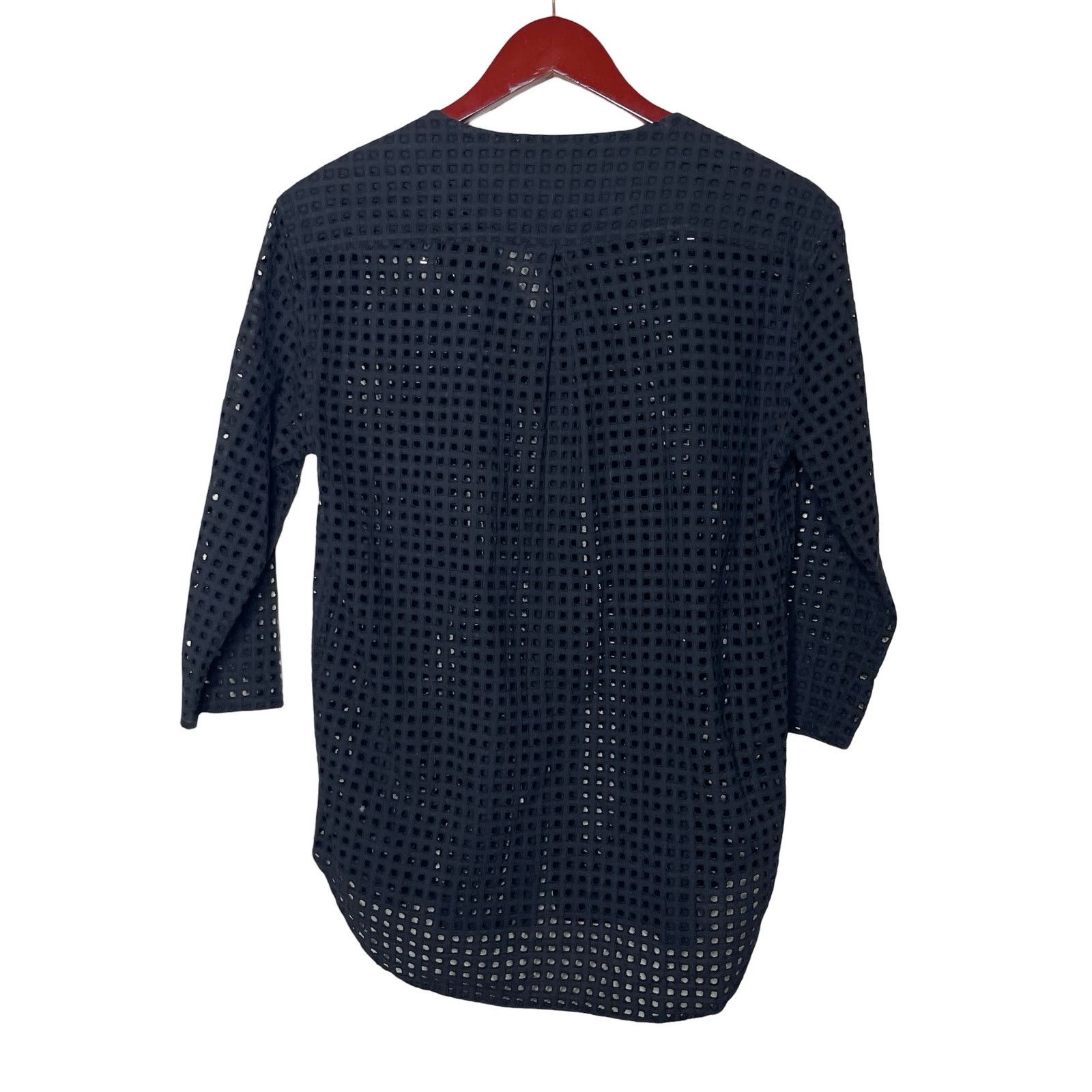 Pierre Balmain Pierre Balmain Black Eyelet Collarless Button Front Blouse Size S / US 4 / IT 40 - 2 Thumbnail