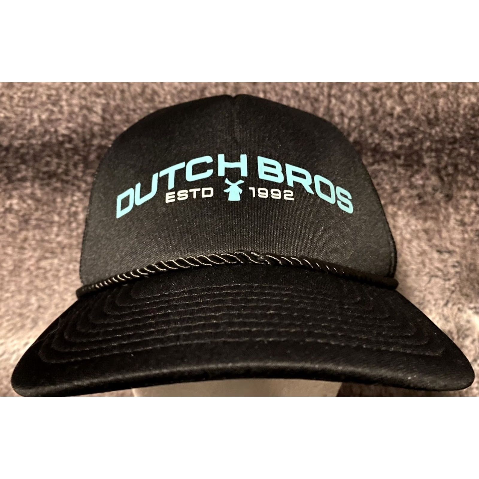 Vintage Dutch Bros Trucker Hat Unisex Adjustable Black Rope Windmill Logo 80s 90s Retro Dad Style Shirt/Hat Size ONE SIZE - 2 Thumbnail