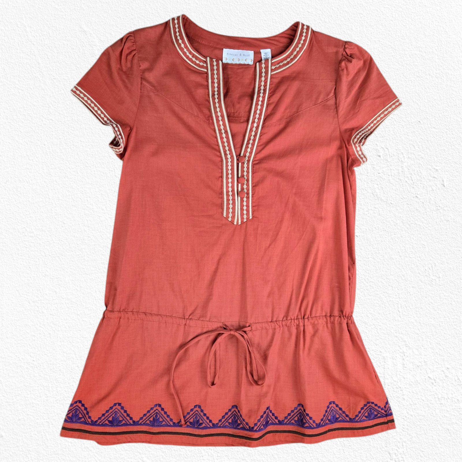 Other Terracotta Embroidered Boho Peplum Style Tunic Top Size XS Size XS / US 0-2 / IT 36-38 - 2 Thumbnail