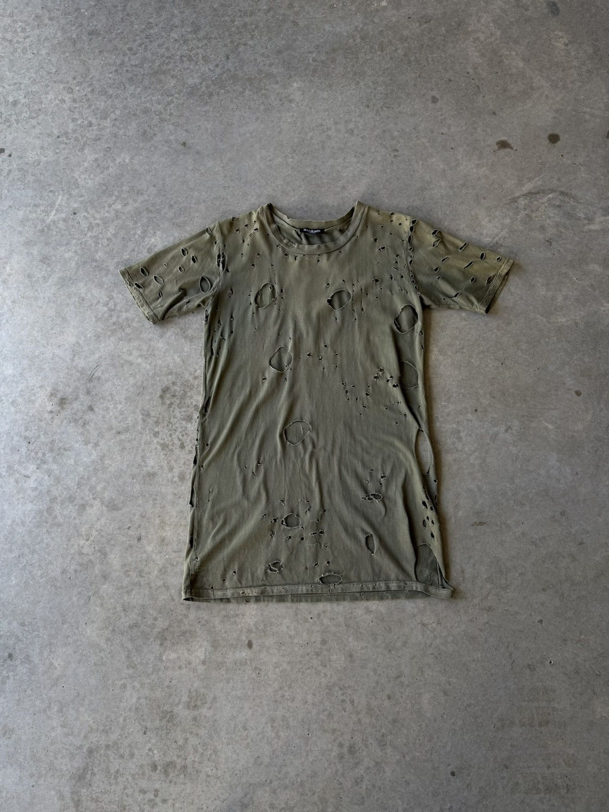 Balmain Balmain By Decarnin SS10 Shotgun Heavily Distressed T
