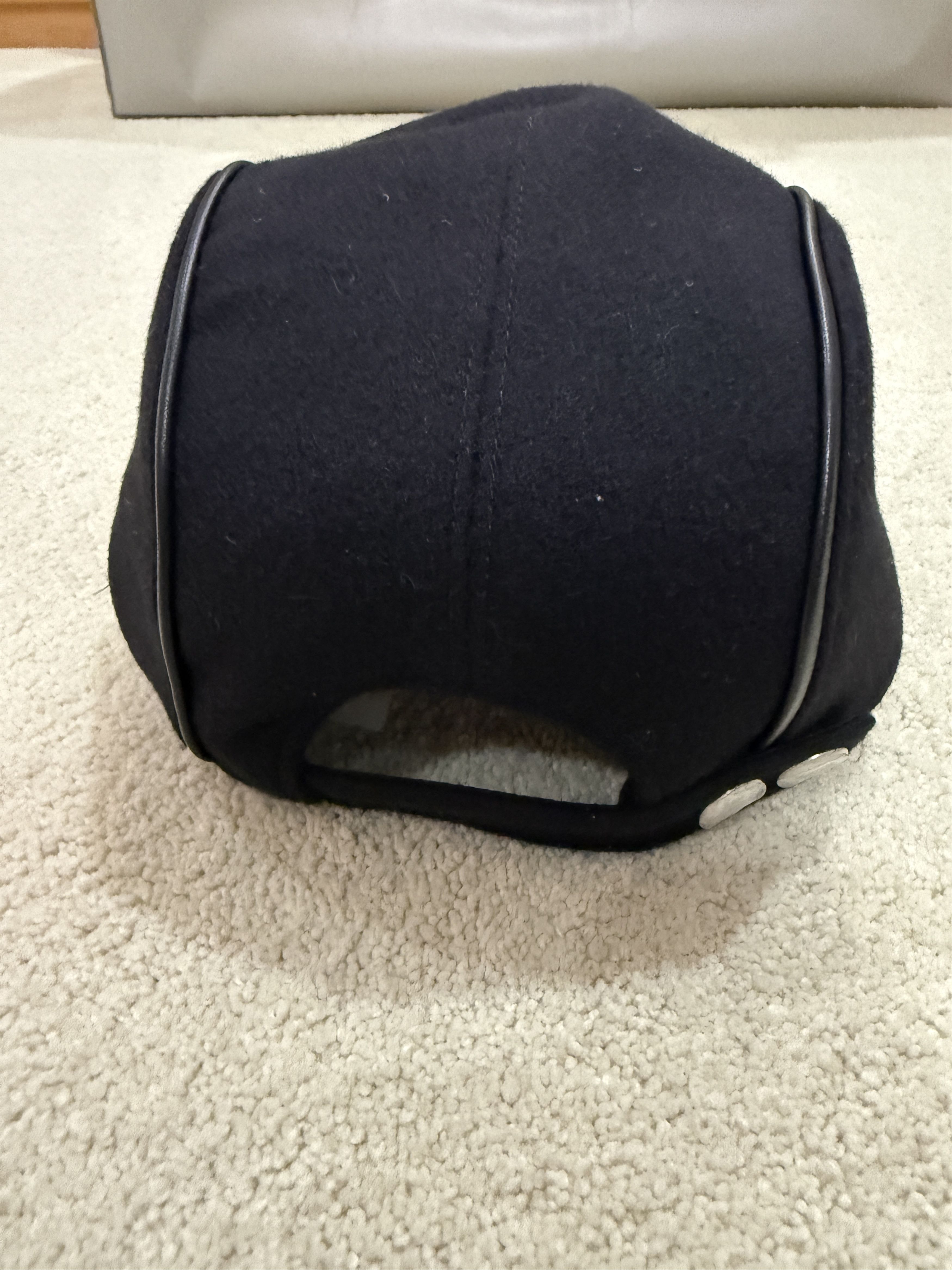 Hermes HERMES AUTHENTIC CASHMERE / LEATHER TRIM BLACK NEVADA CAP Size ONE SIZE - 2 Thumbnail