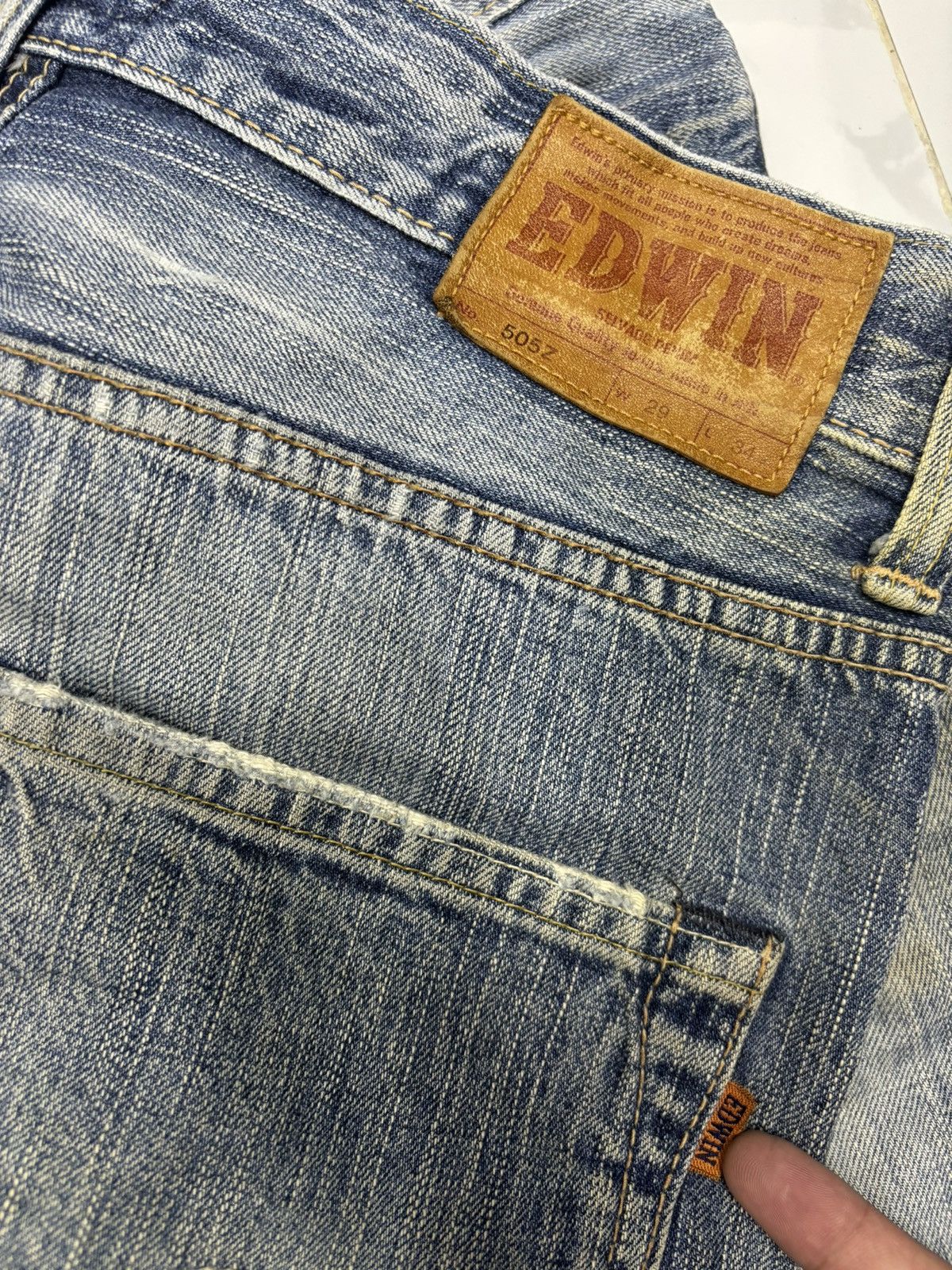 Edwin 🔥EDWIN 505z BAGGY JEANS DISTRESSED DENIM SELVEDGE JEANS Size US 32 / EU 48 - 10 Thumbnail