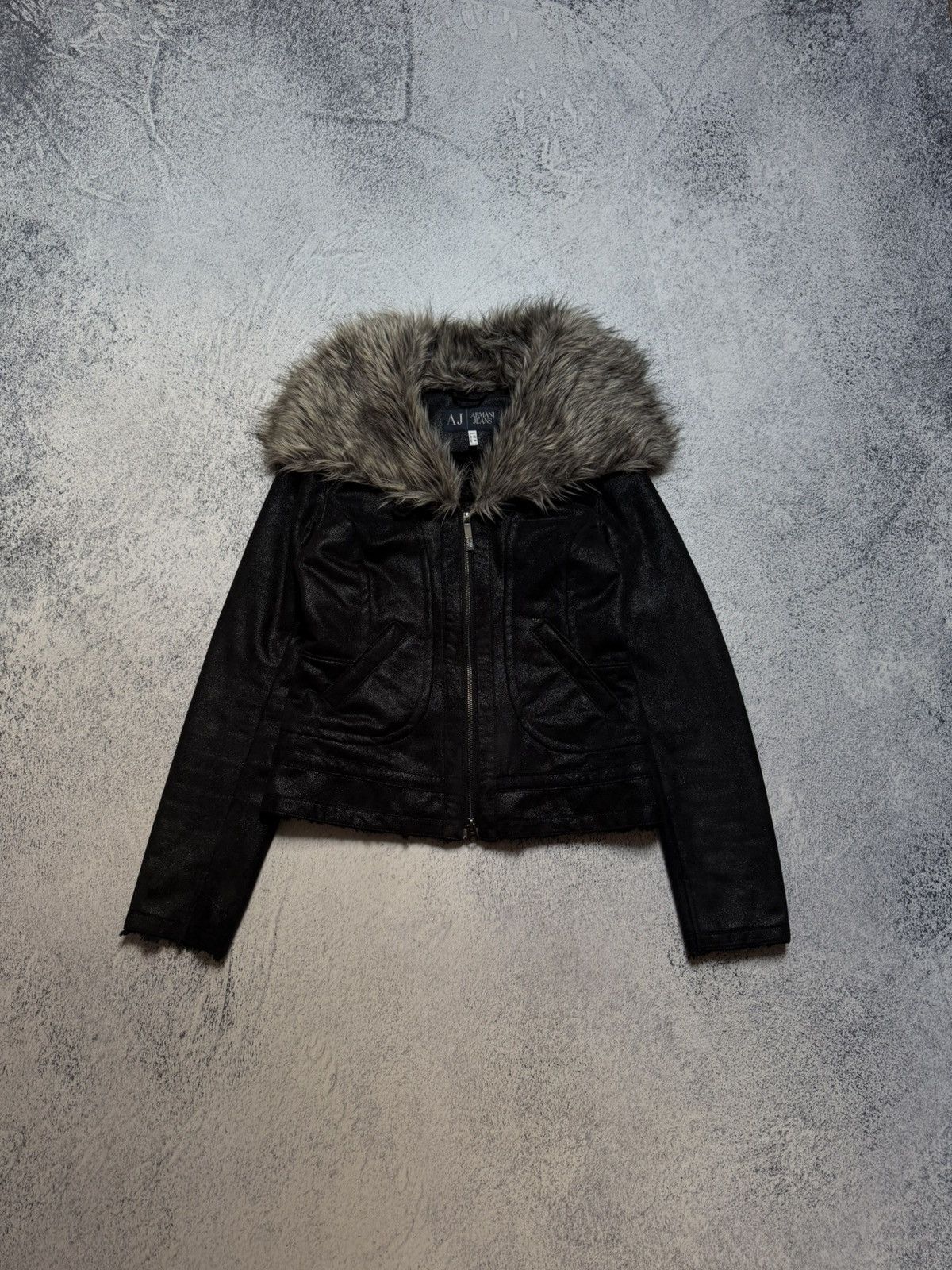 Giorgio Armani Rare! Rick Owens Style Faux Fur Short Jacket Y2K Opium Size M / US 6-8 / IT 42-44 - 3 Thumbnail