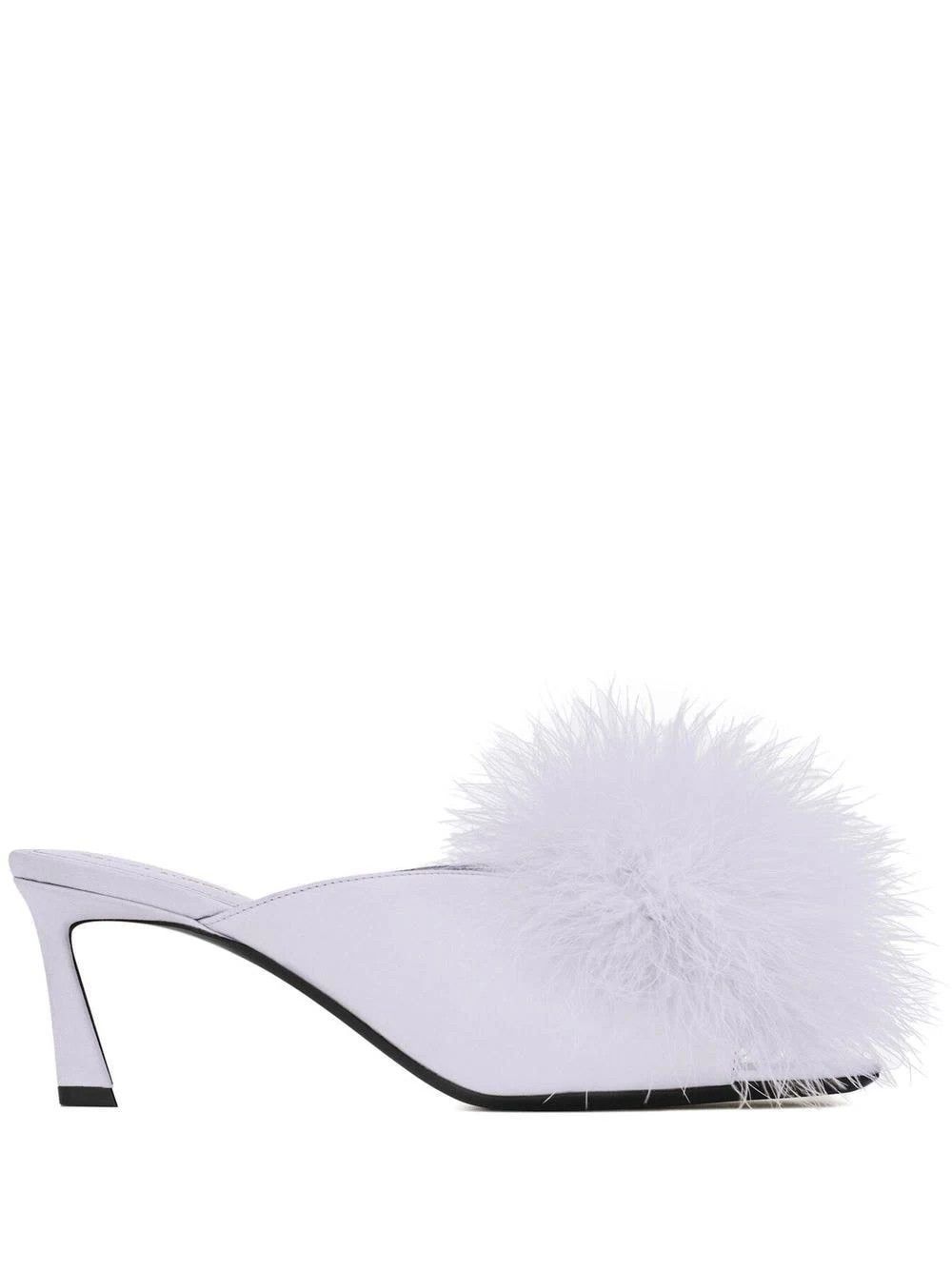 image of Saint Laurent Paris Oc11Z10524 Faux-Fur Detail 60Mm Sandals In Light Purple, Women's