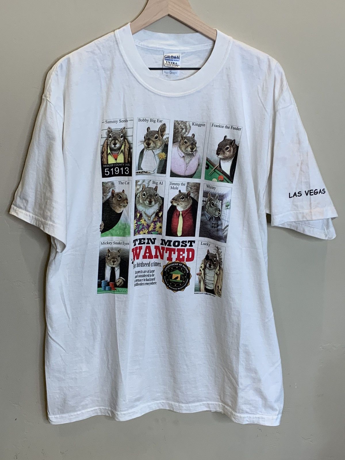 Other × Vintage *RARE* Vintage 2000 Ten Most Wanted Squirrel Funny T-Shirt Size US XL / EU 56 / 4 - 1 Thumbnail
