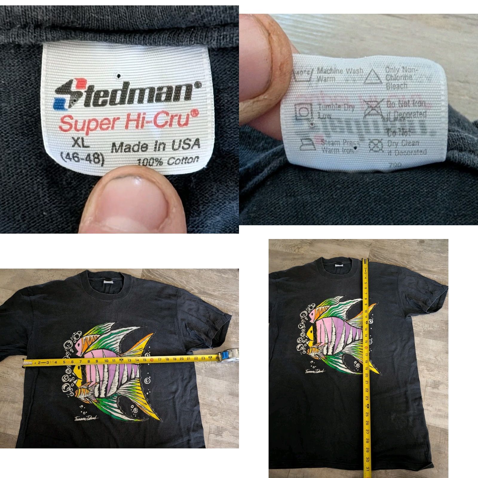 Vintage VINTAGE Stedman Graphic Tee Shirt 90s Fish Ocean XL Black Mens 90s Fish Graphic Tee Size US XL / EU 56 / 4 - 8 Thumbnail