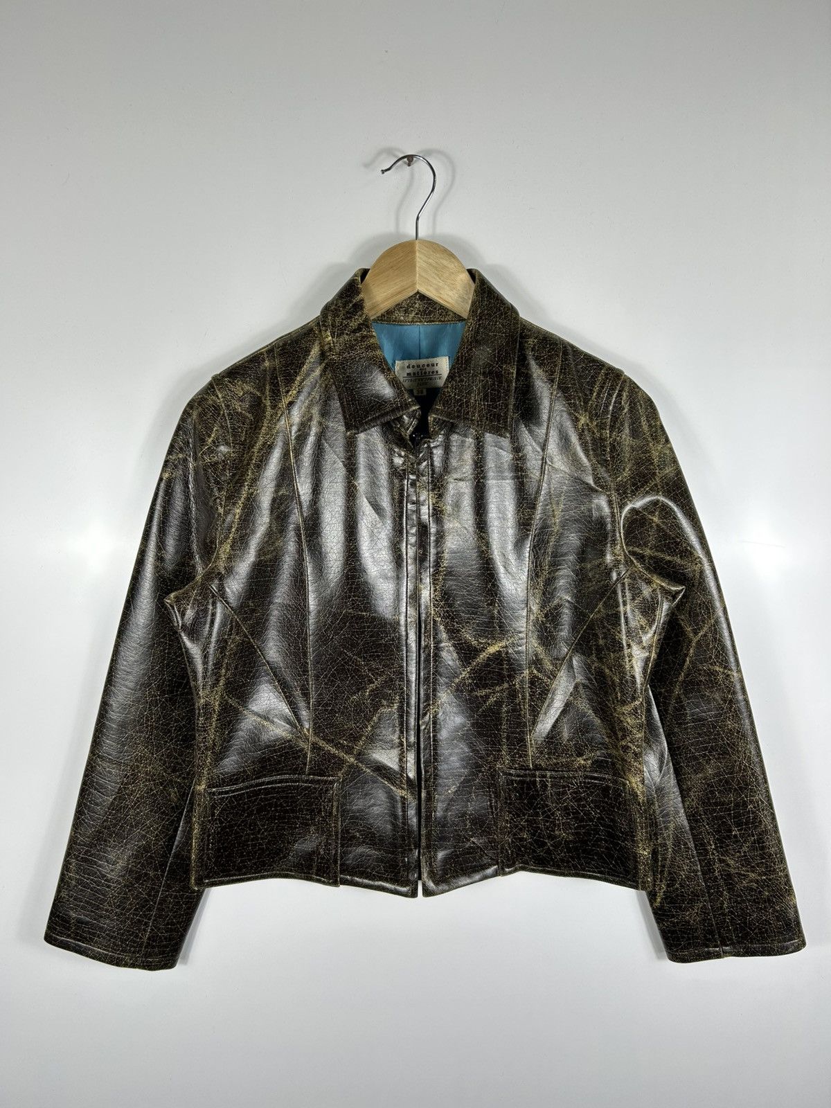 Designer × Vintage ⚡️Vintage Douceur Des Matieres Polyviny Zipper Cropped Jacket Size S / US 4 / IT 40 - 1 Thumbnail