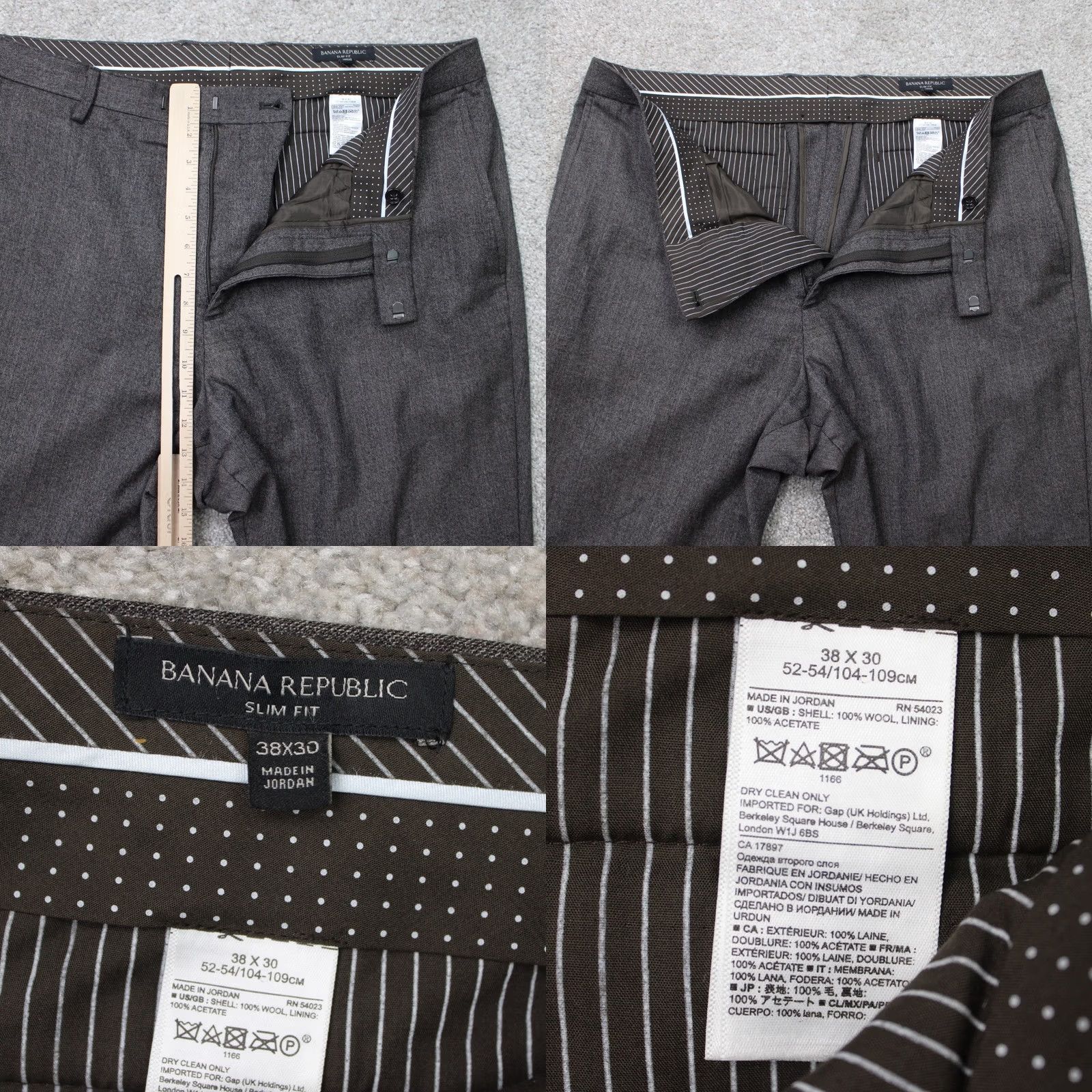Banana Republic Banana Republic Pants Men 38x30 Gray Slim Fit Wool Flat Front Lined Dress Pants Size 38 Mens Regular Straight Front Size US 38 / EU 54 - 8 Thumbnail