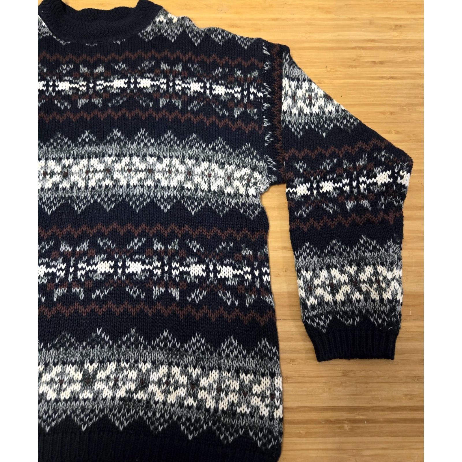 Vintage VINTAGE County Seat Sweater Mens XL Blue Fair Isle Crewneck 90s Knit Pullover Size US XL / EU 56 / 4 - 2 Thumbnail