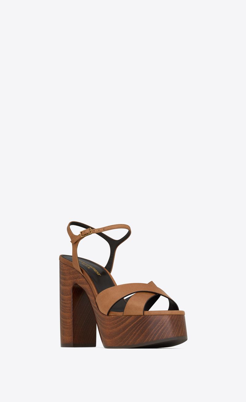 Saint Laurent Paris o1bcso1str0226 Bianca Platform Sandals in Caramel Brown Size US 9 / IT 39 - 2 Thumbnail