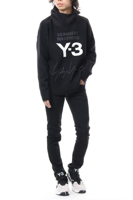 Adidas Y-3 Knitted STACKED Logo Hoodie M | Grailed