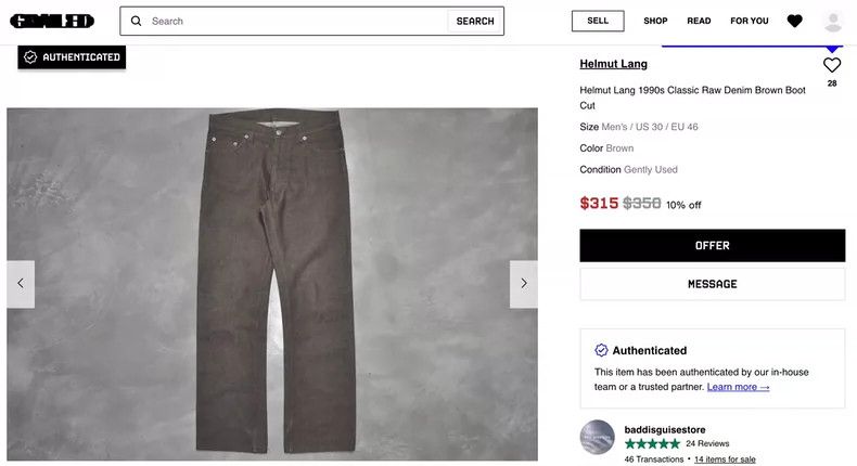 Helmut Lang HELMUT LANG size29 Classic cut jeans Size 29" - 6 Thumbnail