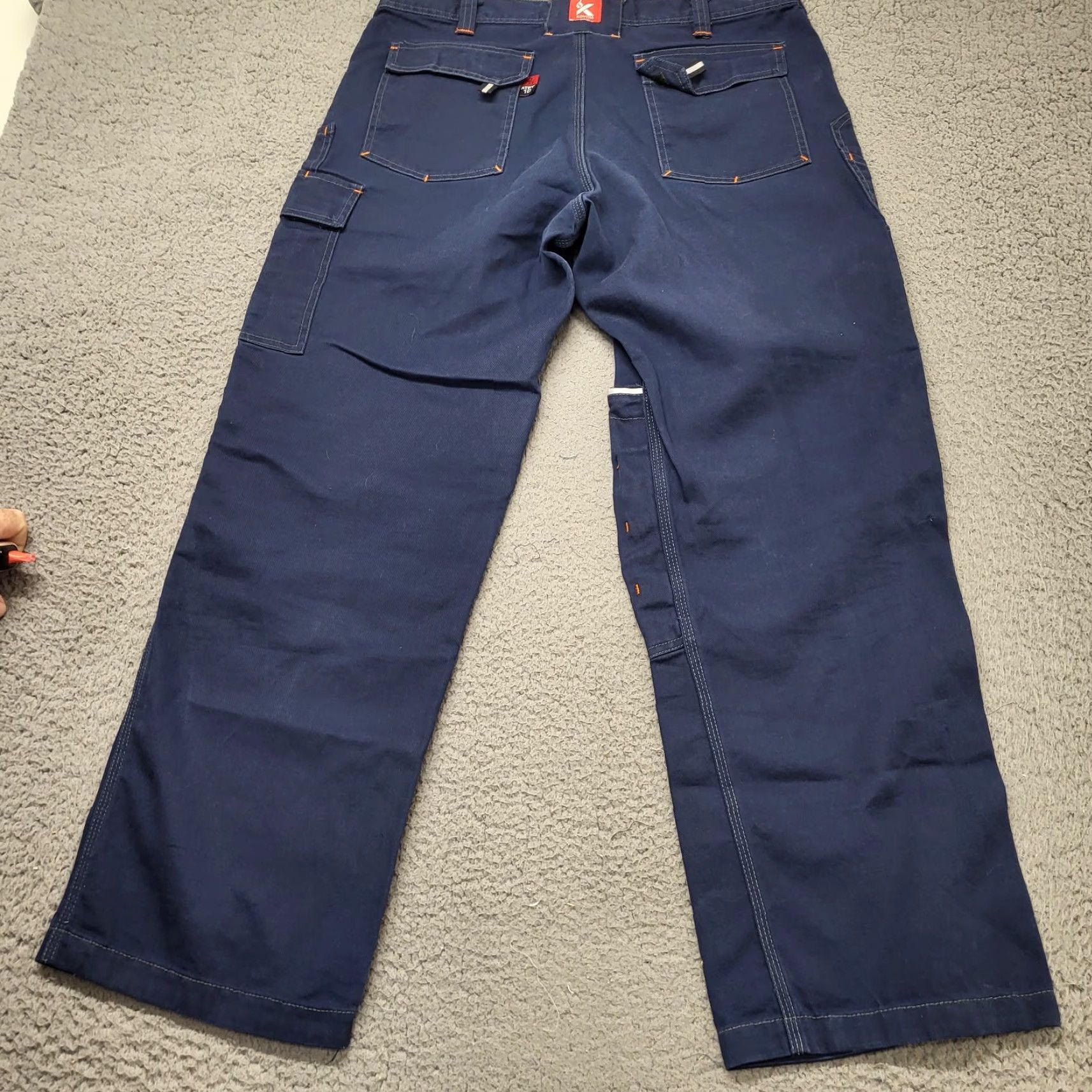 Vintage Kontra FR Pants Men's 36x32 Navy Blue Canvas Cargo Pocket Utility Jeans Workwear Straight Leg Pants Mens Regular Size 36 Navy blue Kontra FR Size US 36 / EU 52 - 3 Thumbnail