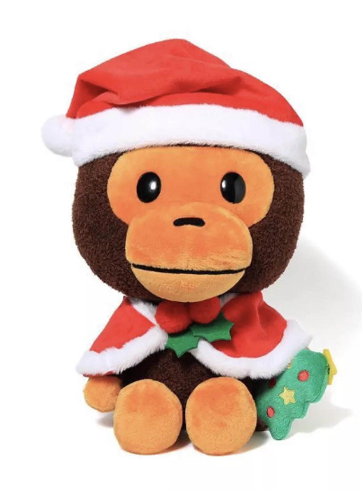 Bape Cute Monkey Plush Toy with Santa Hat and Cape - Holiday Them Size ONE SIZE - 2 Thumbnail