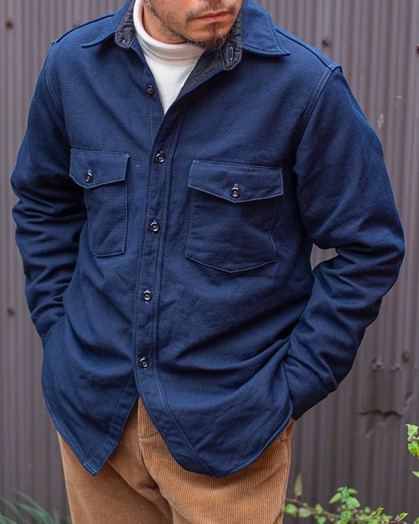The Real McCoy's JOE McCOY Heavy Moleskin Shirt Navy Color- DMC Size US L / EU 52-54 / 3 - 1 Thumbnail