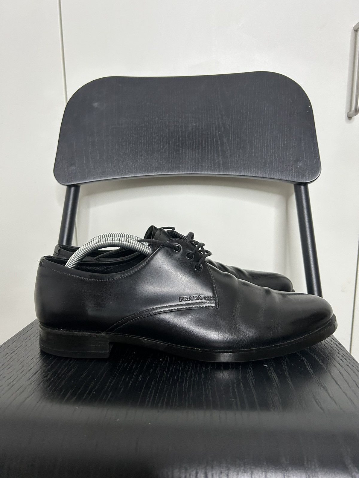 Prada Leather Derby Shoes Black Oxfords