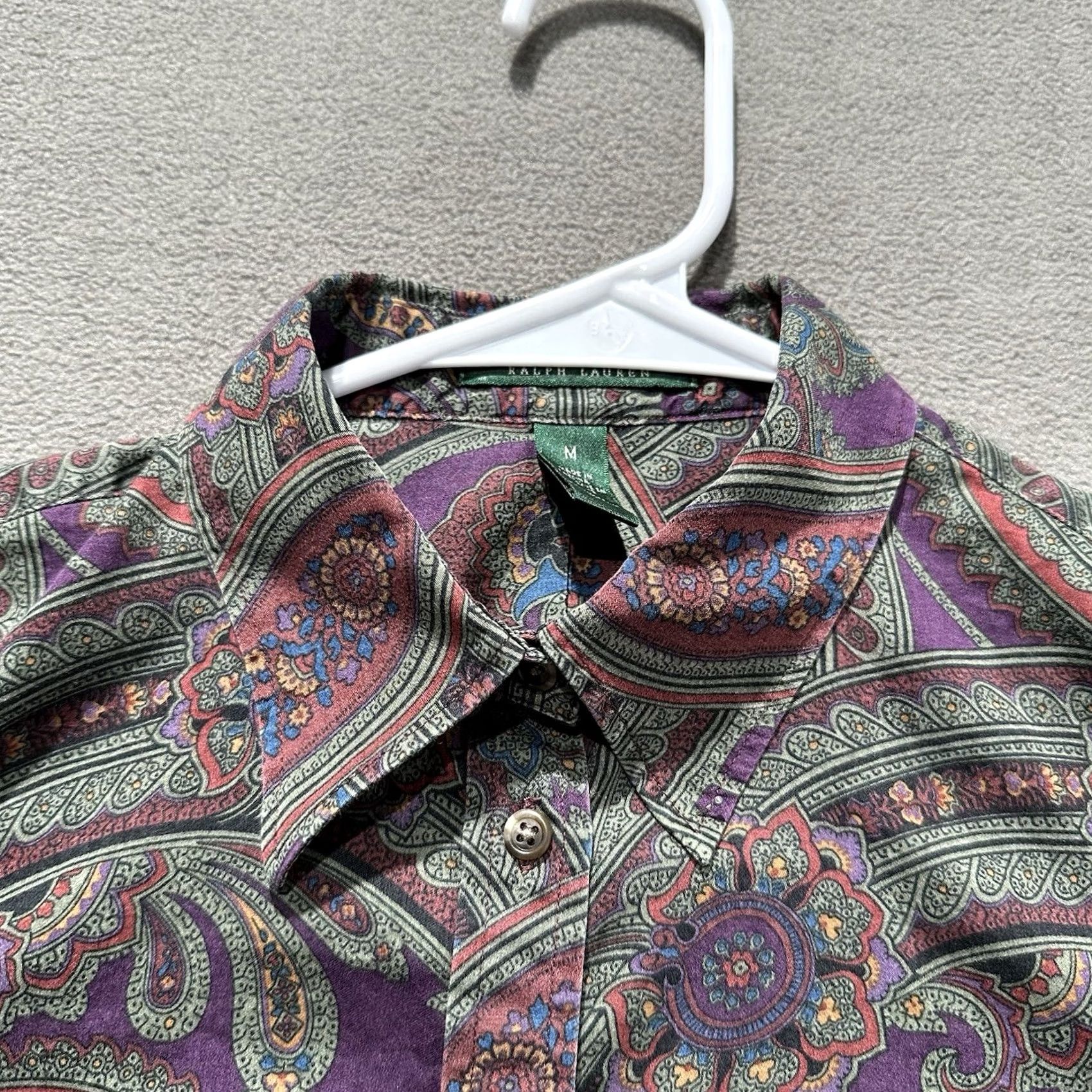 Ralph Lauren Lauren Ralph Lauren Shirt Womens Medium Purple Paisley Print Button Up Geometric Size M / US 6-8 / IT 42-44 - 3 Thumbnail