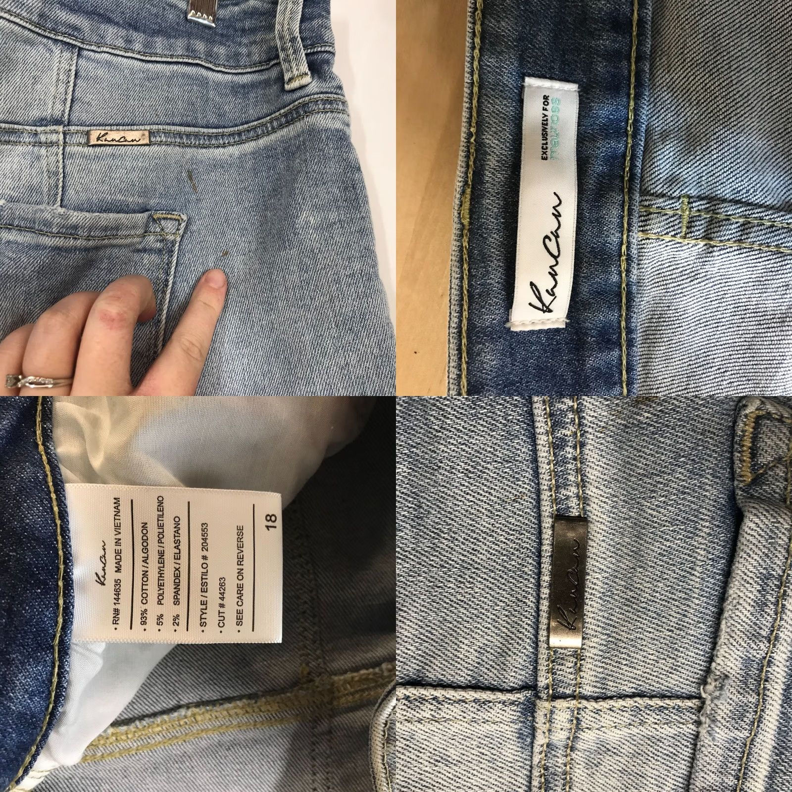 Vintage KANCAN BLUE DENIM JEANS COTTON BLEND BUTTON FRAYED HEM 18 WOMEN'S Size 40" / US 18 - 8 Thumbnail