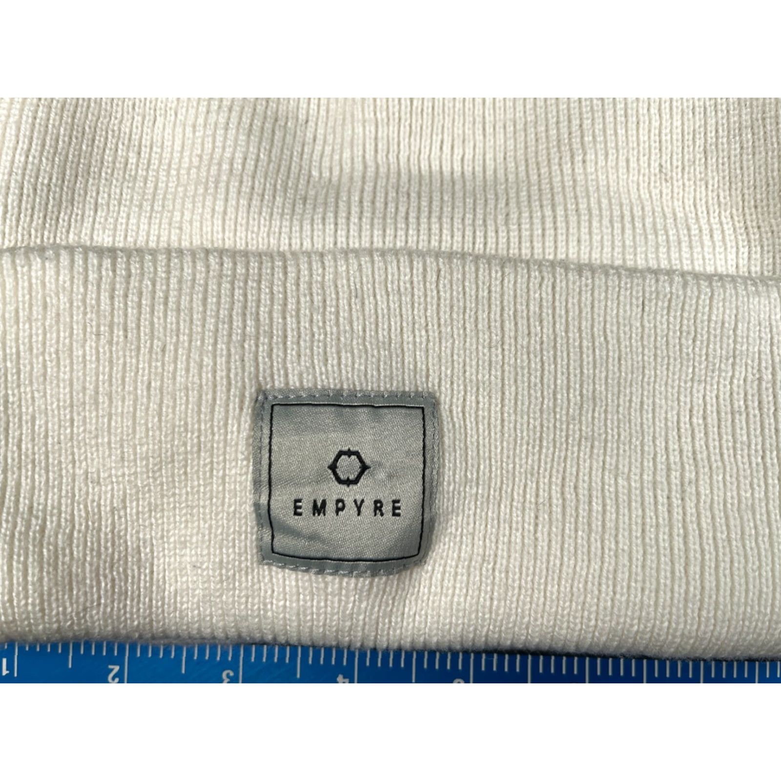 Empyre Empyre Beanie Adult One Size Knit White 100% Acrylic Toque Hat Mens Winter Ski Logo Vintage: No Size ONE SIZE - 2 Thumbnail