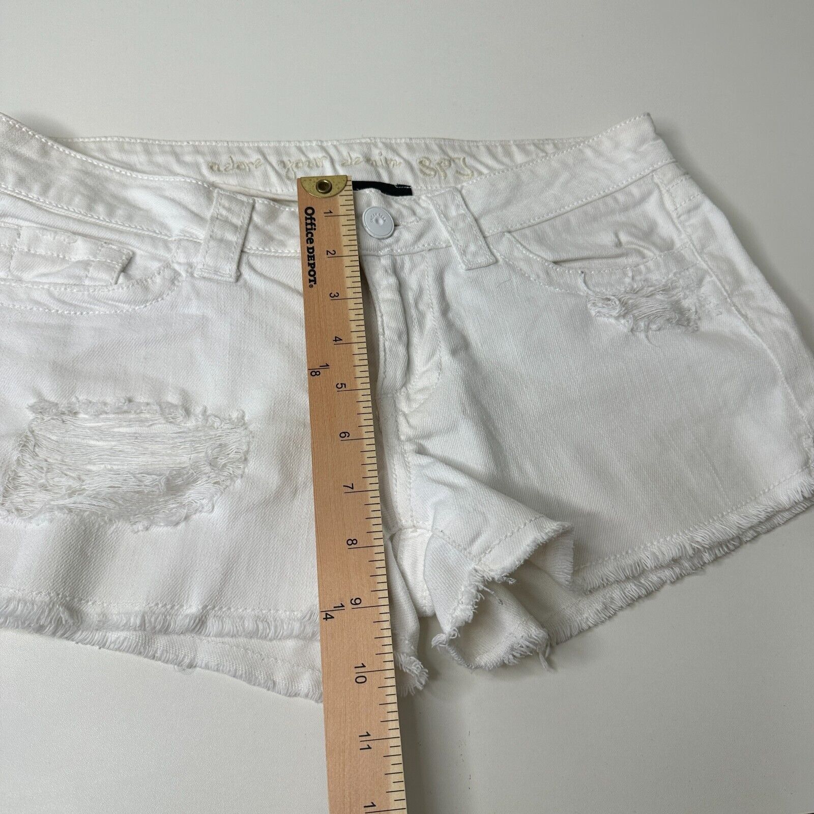 Other Adore Your Denim SPJ White Distress Denim Shorts Raw Edge Size 30" / US 8 / IT 44 - 10 Thumbnail