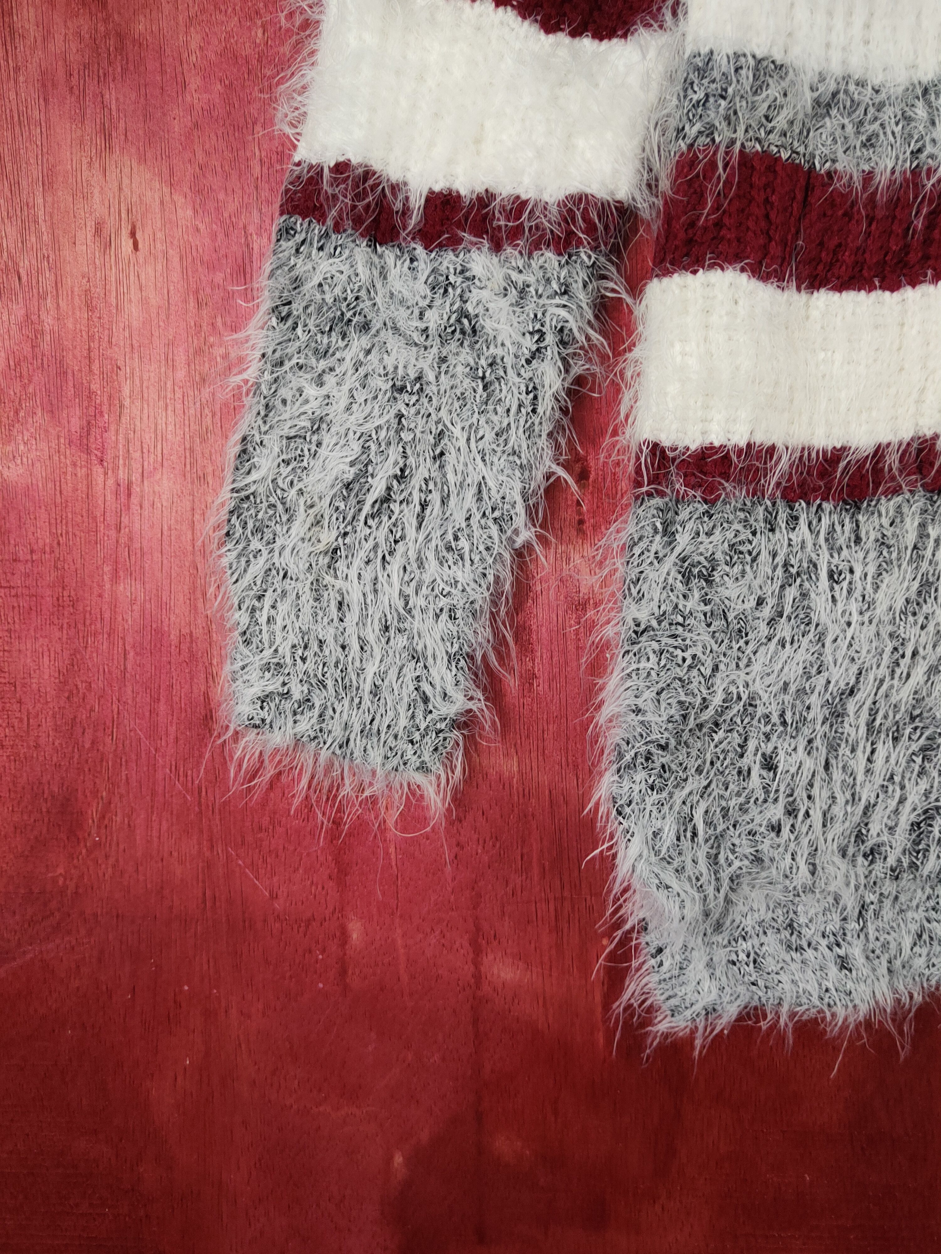 Vintage Ingni Gray Cream Shag Shaggy Fur Mohair Knitwear #S2155 Size S / US 4 / IT 40 - 4 Thumbnail