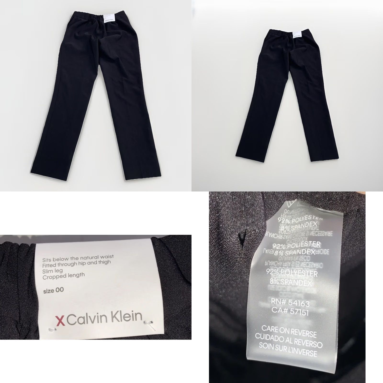 Calvin Klein Calvin Klein Slim Leg Cropped Trousers Pull On Womens 00 Black Polyester Blend Slimming Career Pant Size 24" / US 00 / IT 34 - 8 Thumbnail