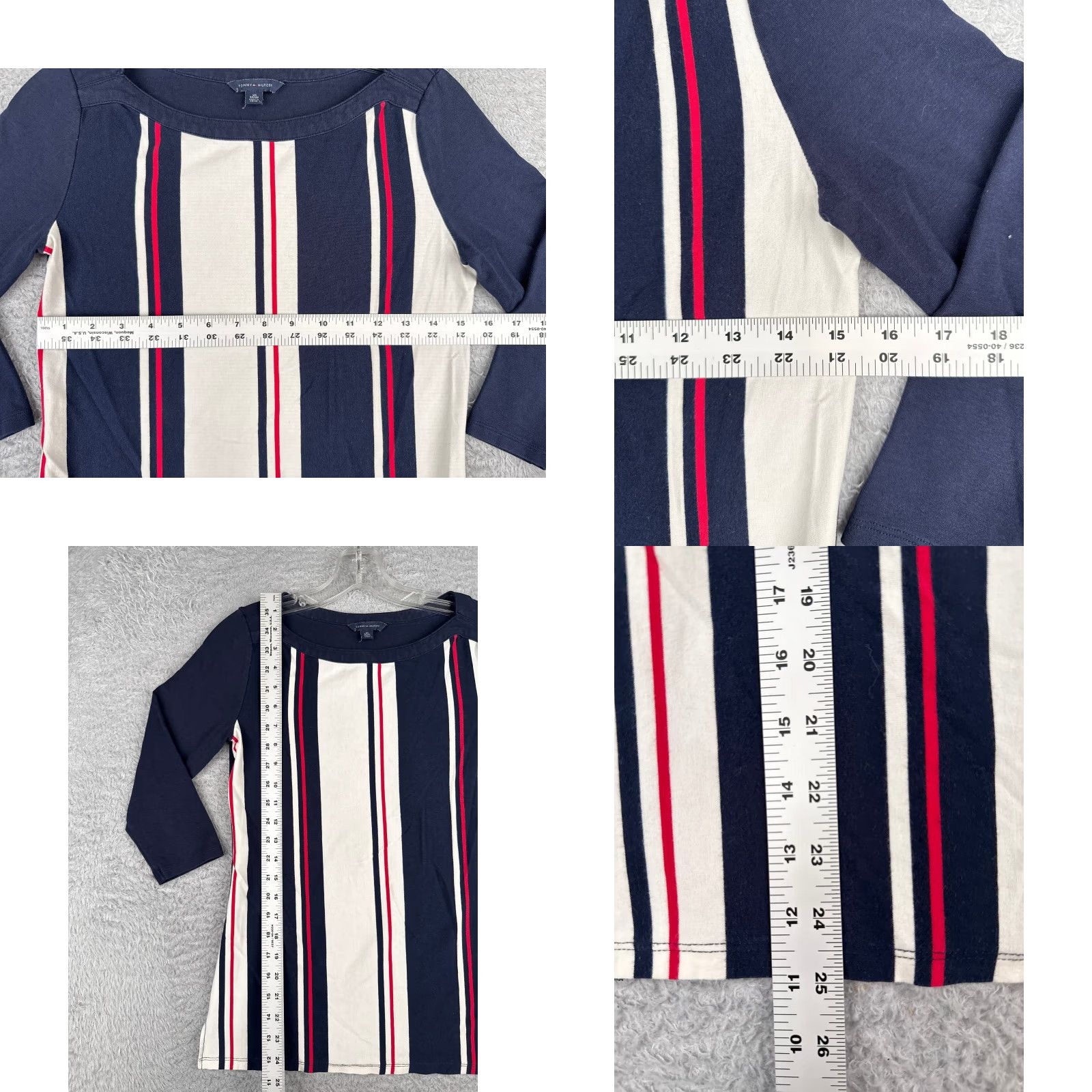 Tommy Hilfiger Tommy Hilfiger Shirt Women XS Blue Stripe 3/4 Sleeve Boat Neck Cotton Knit Logo Regular Colorful Women Size XS / US 0-2 / IT 36-38 - 8 Thumbnail