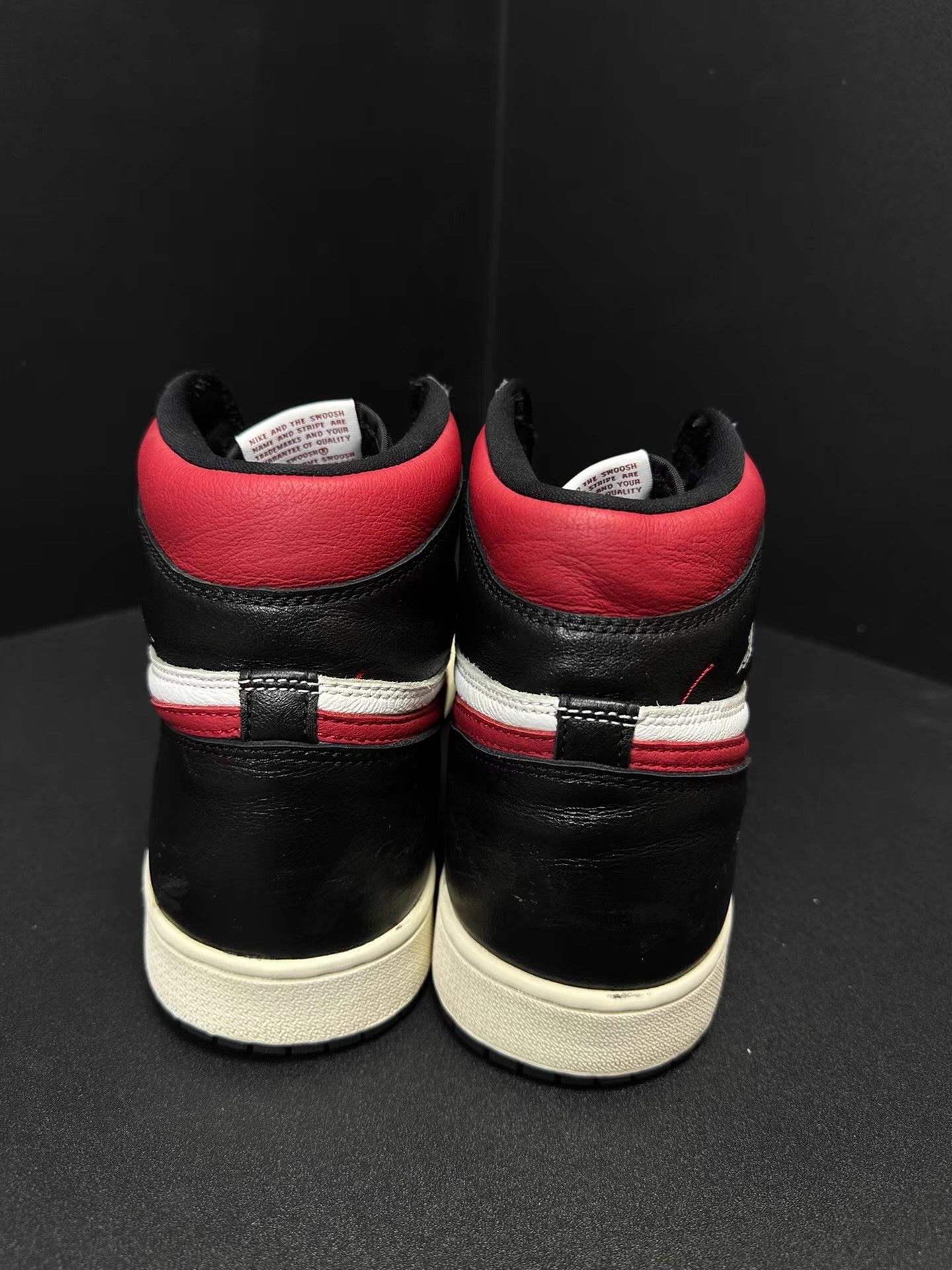 Nike Air Jordan 1 Black Toe Red Logo Ｑ20 Size US 13 / EU 46 - 4 Thumbnail