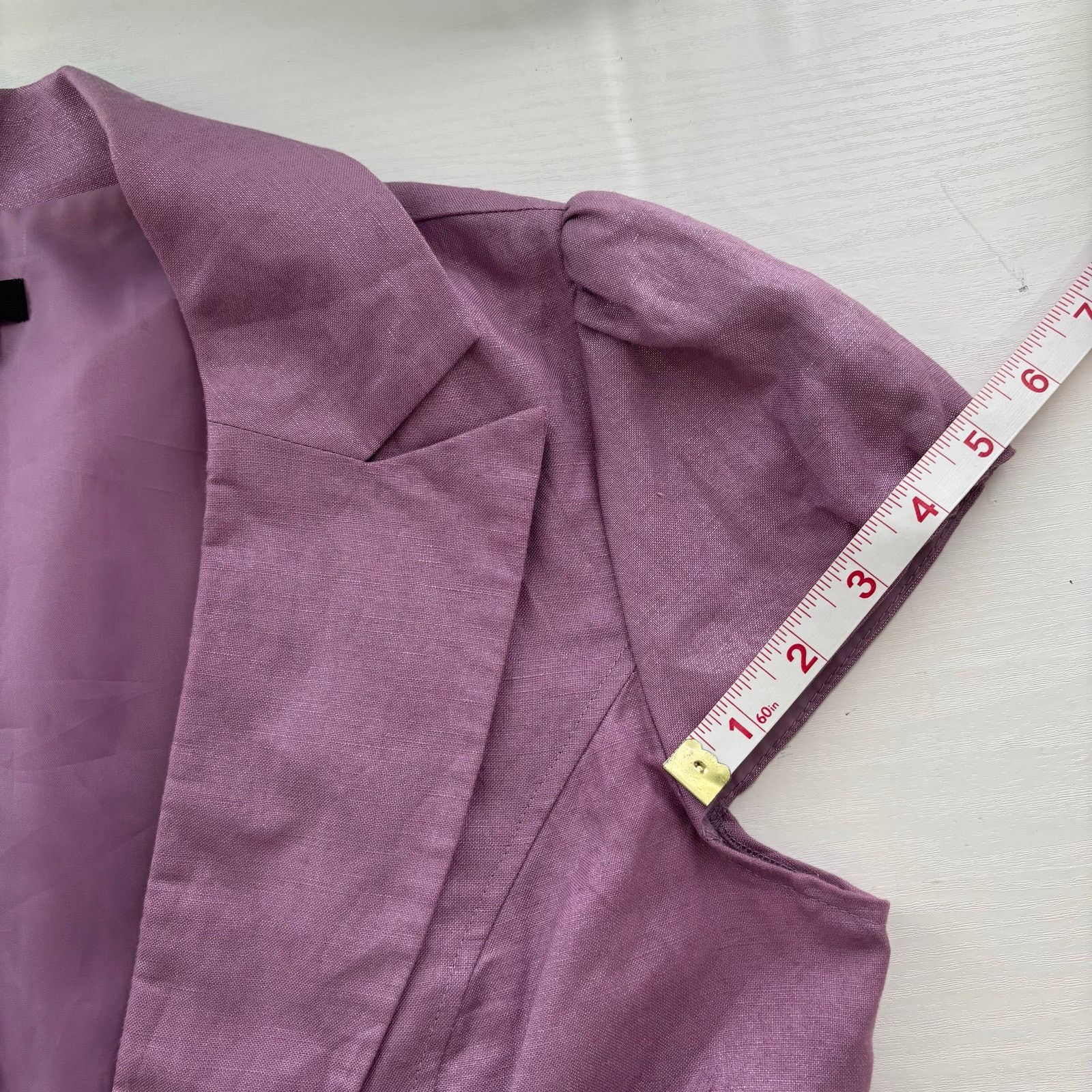 Other Sandro Lilac Linen Blend Puff Sleeve Peplum Blazer Top Med Size M / US 6-8 / IT 42-44 - 11 Thumbnail