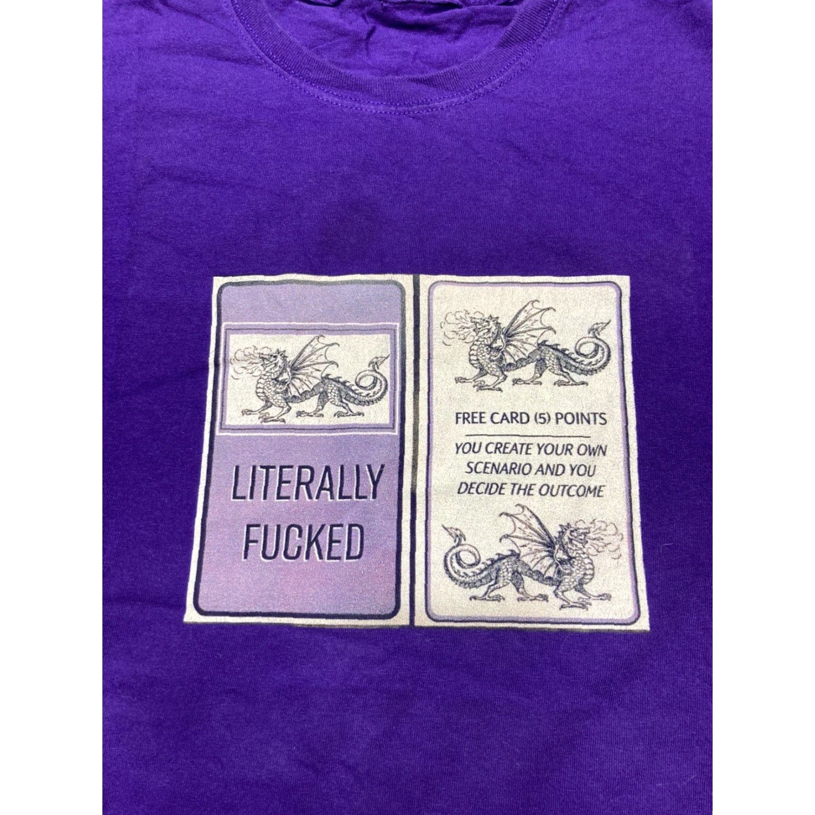 Vintage VINTAGE Dragon T-Shirt Mens M Purple Funny Literally f*cked card graphic Medium Size US M / EU 48-50 / 2 - 2 Thumbnail