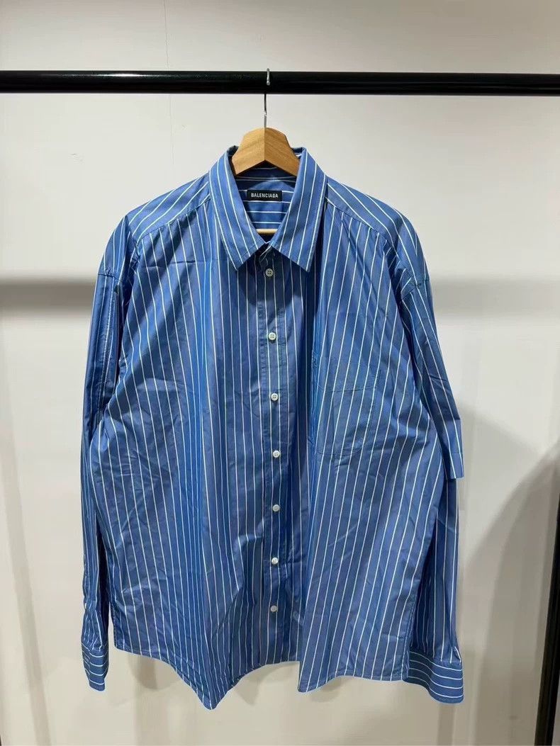 Balenciaga Balenciaga size 38 Blue striped lock logo long sleeve shir Size US XS / EU 42 / 0 - 1 Thumbnail