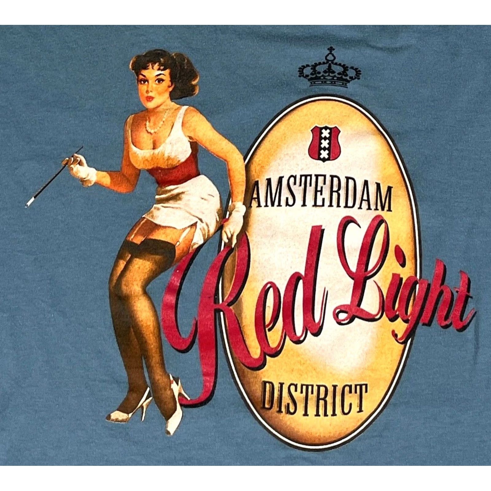 Vintage VINTAGE Fox Originals T-Shirt Amsterdam Red Light District Graphic Blue XS? (not allowed) Size US L / EU 52-54 / 3 - 3 Thumbnail