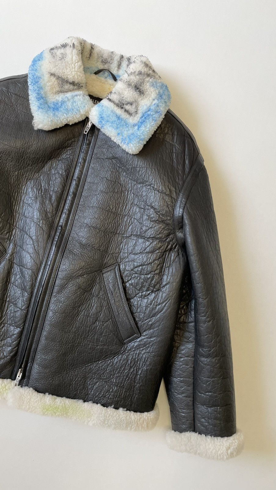 Balenciaga Black Leather ‘Graffiti’ Shearling Jacket Size US M / EU 48-50 / 2 - 6 Thumbnail