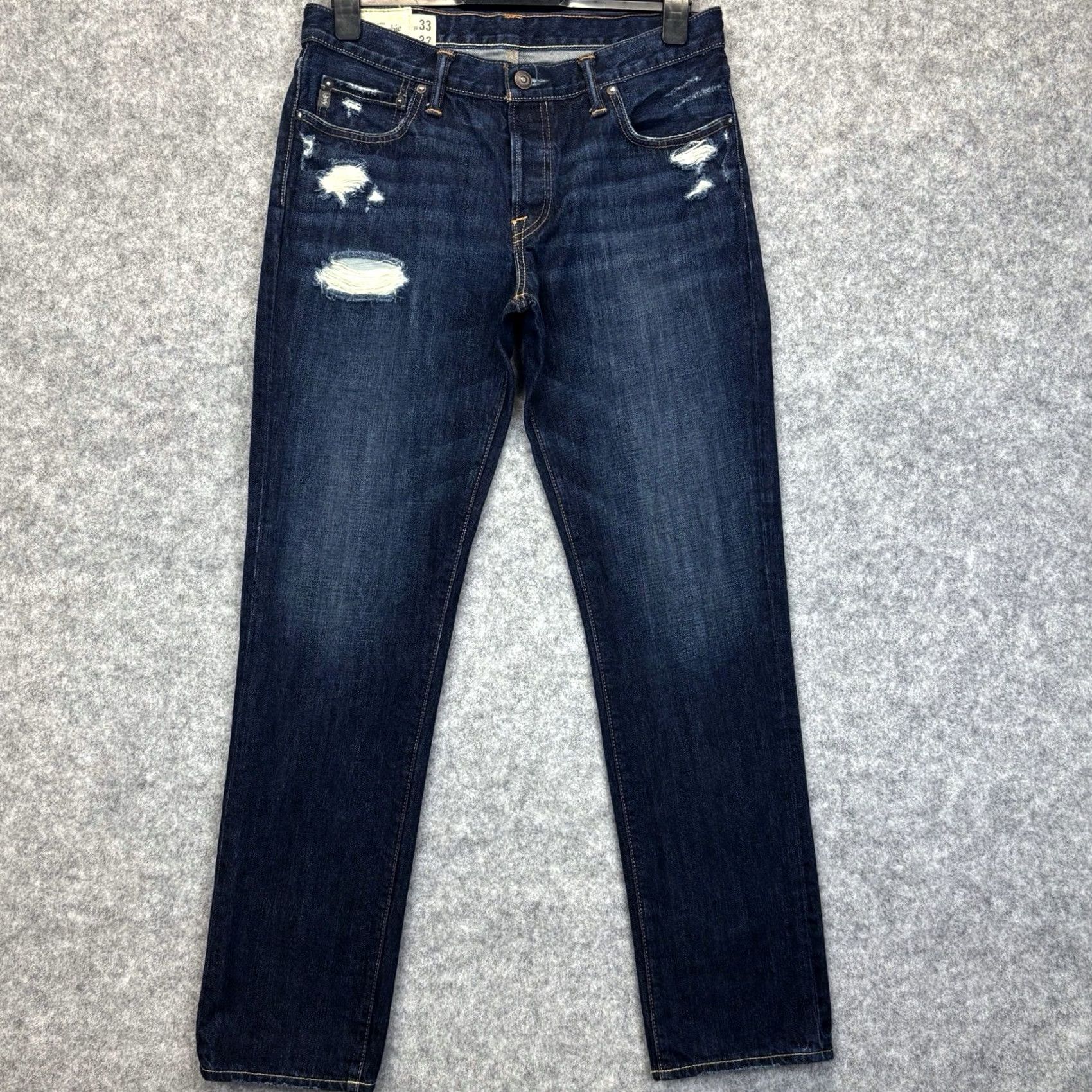 Abercrombie & Fitch Abercrombie & Fitch Jeans W33 L32 Darkwash Distressed Skinny Button Fly Pant Size US 33 - 2 Thumbnail