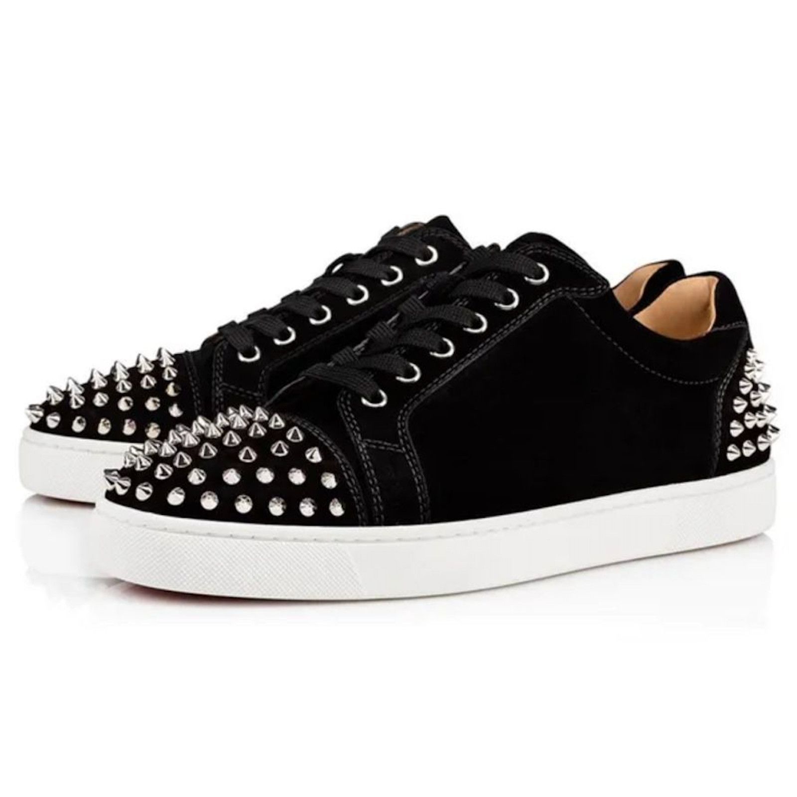 Christian Louboutin Christian Louboutin Men Seavaste 2 Flat Black Silver Spike Size US 11 / EU 44 - 1 Thumbnail