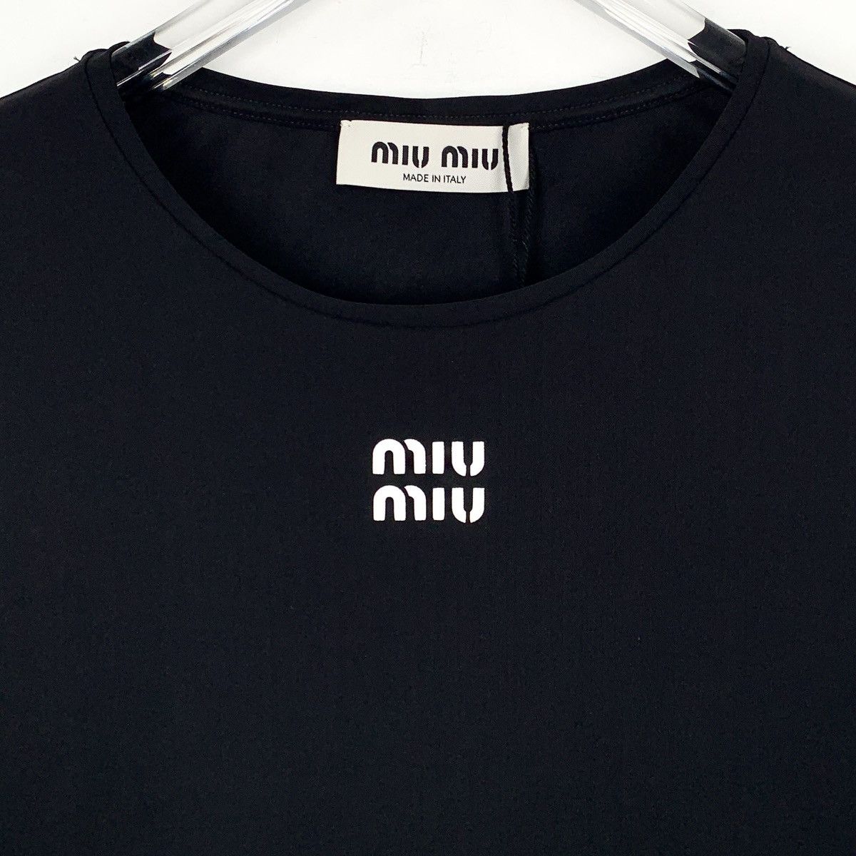 Miu Miu Miu Miu Black Logo Letter Print Short Sleeve Dress K26WX Size XS / US 0-2 / IT 36-38 - 4 Thumbnail
