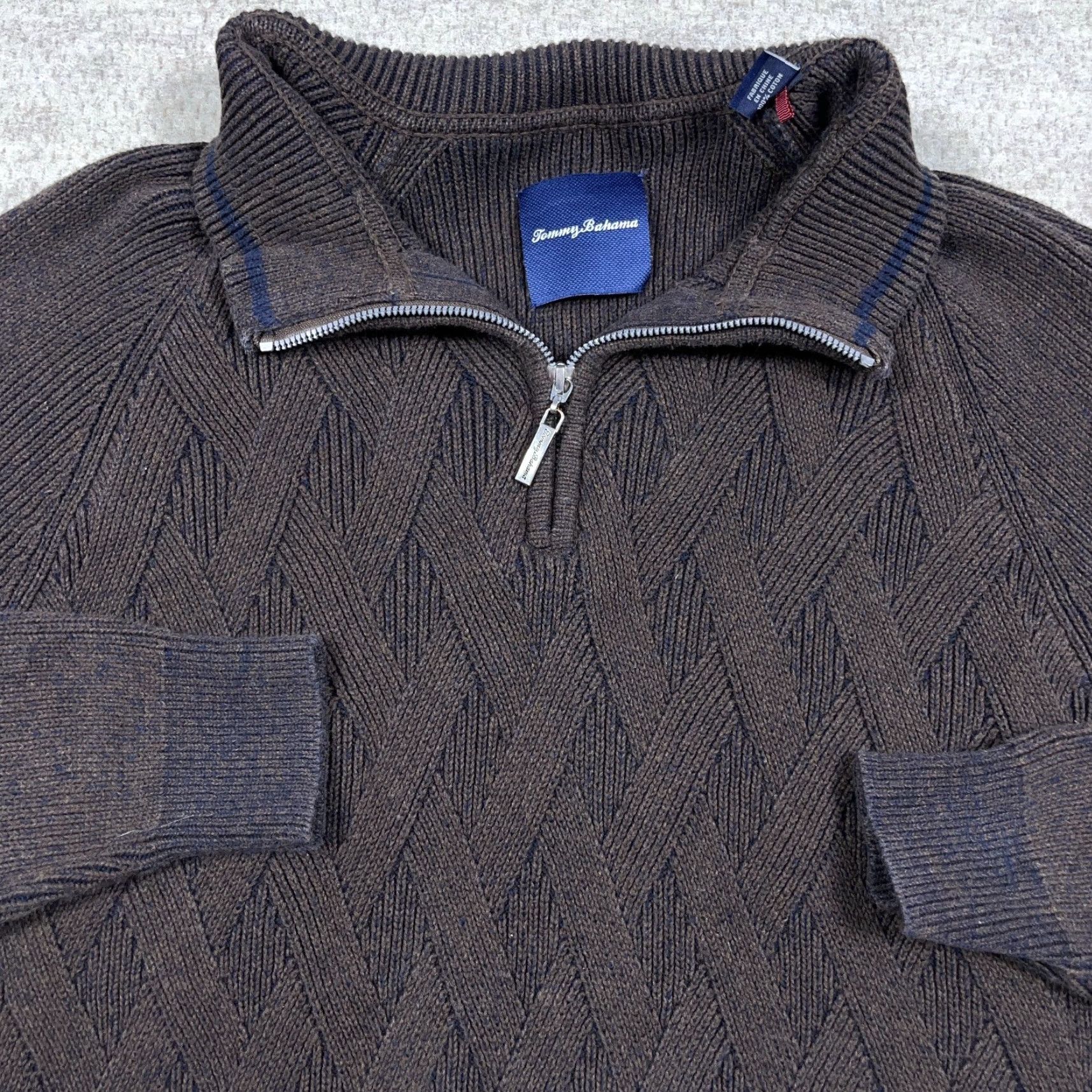 Tommy Bahama Tommy Bahama Sweater Men Large Brown Pullover 1/4 Zip Kn it's? Size US L / EU 52-54 / 3 - 2 Thumbnail