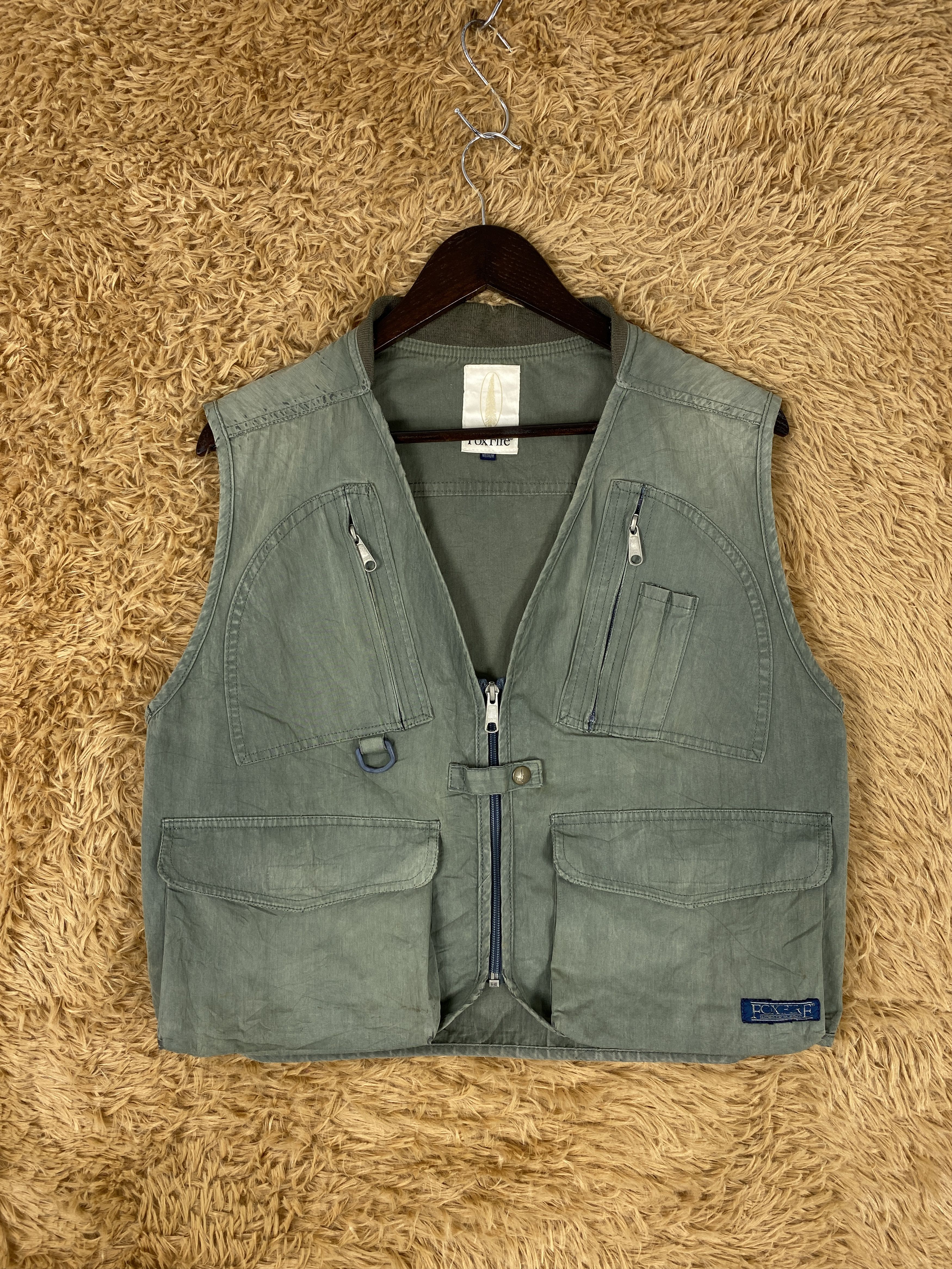 image of Vintage Fox Fire Multipocket Vest in Faded Dark Green, Men's (Size Small)